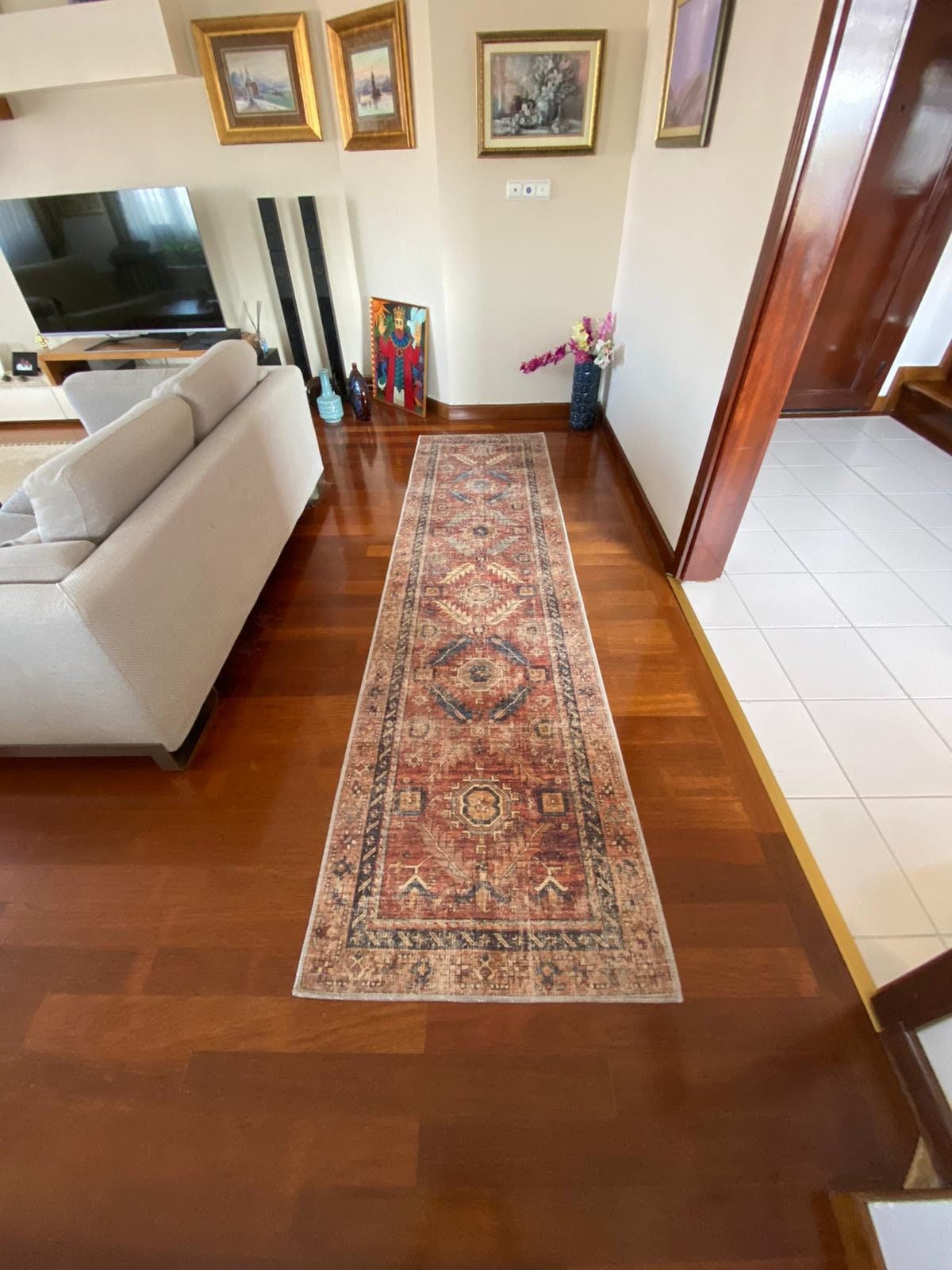 Bohemian Area Rug, Turkish Antique Rug, Luxury Home Decor, Red Kilim Rug, Hallway Runner Rug, Entryway Decor, Floor Rug, Red Living Room Rug