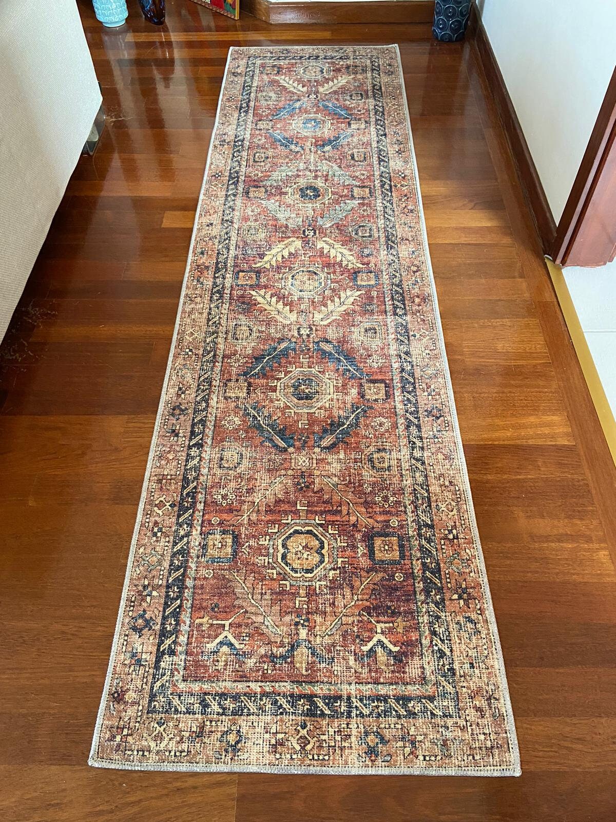 Bohemian Area Rug, Turkish Antique Rug, Luxury Home Decor, Red Kilim Rug, Hallway Runner Rug, Entryway Decor, Floor Rug, Red Living Room Rug