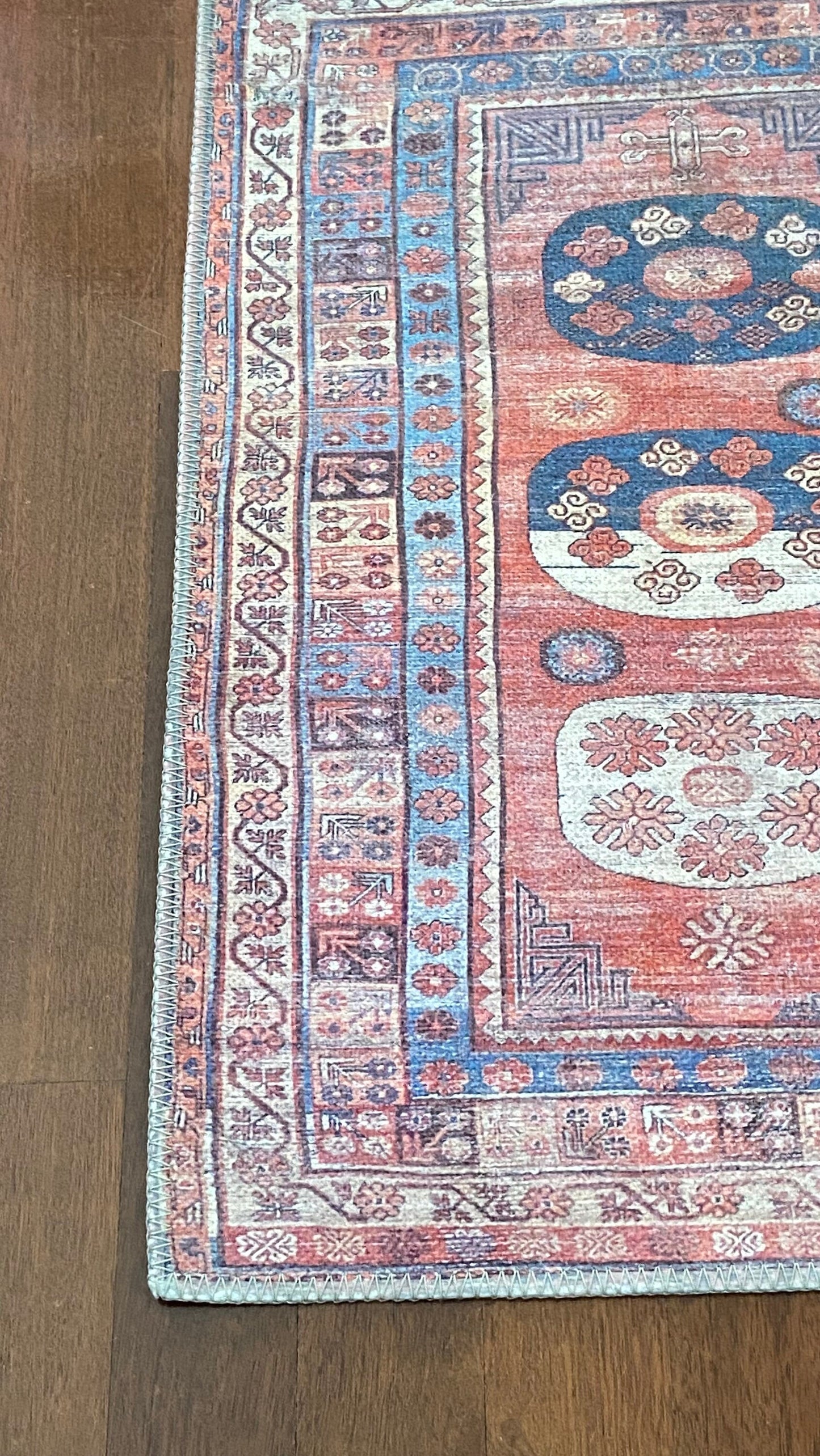 2x3 Ft Blue and Beige Rug, Small Rug, Bathroom Rug, Kitchen Rug