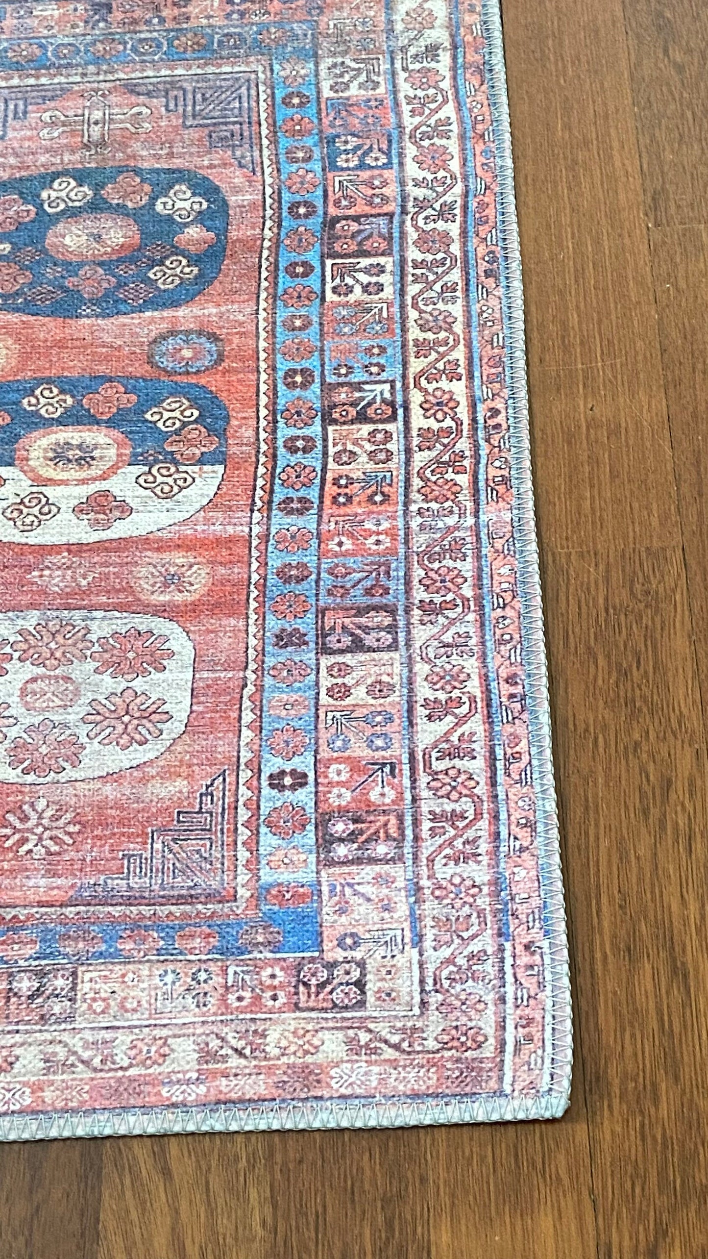 2x3 Ft Blue and Beige Rug, Small Rug, Bathroom Rug, Kitchen Rug
