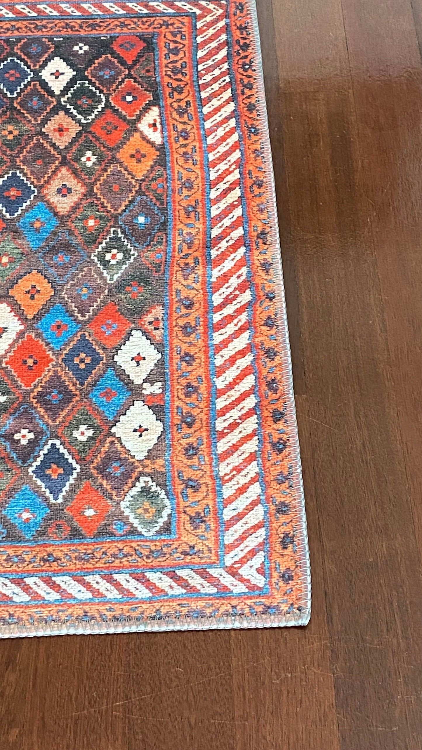 2x3 ft Orange Small Rug, Decorative Rug, Exclusive Rug, Geometric Design, Washable Rug, Bedroom Rug, Bathroom Rug, Home Gift Rug