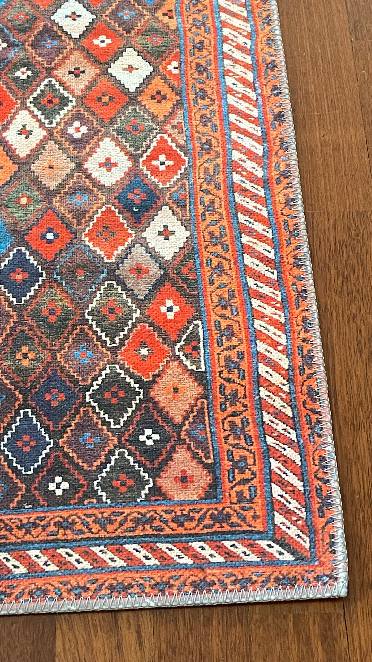 2x3 ft Orange Small Rug, Decorative Rug, Exclusive Rug, Geometric Design, Washable Rug, Bedroom Rug, Bathroom Rug, Home Gift Rug