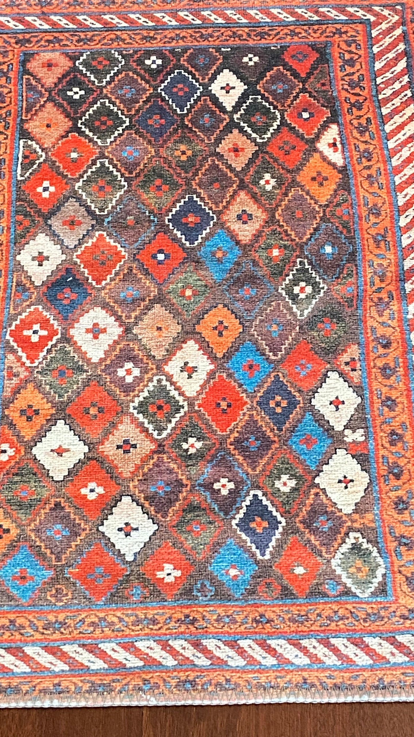 2x3 ft Orange Small Rug, Decorative Rug, Exclusive Rug, Geometric Design, Washable Rug, Bedroom Rug, Bathroom Rug, Home Gift Rug