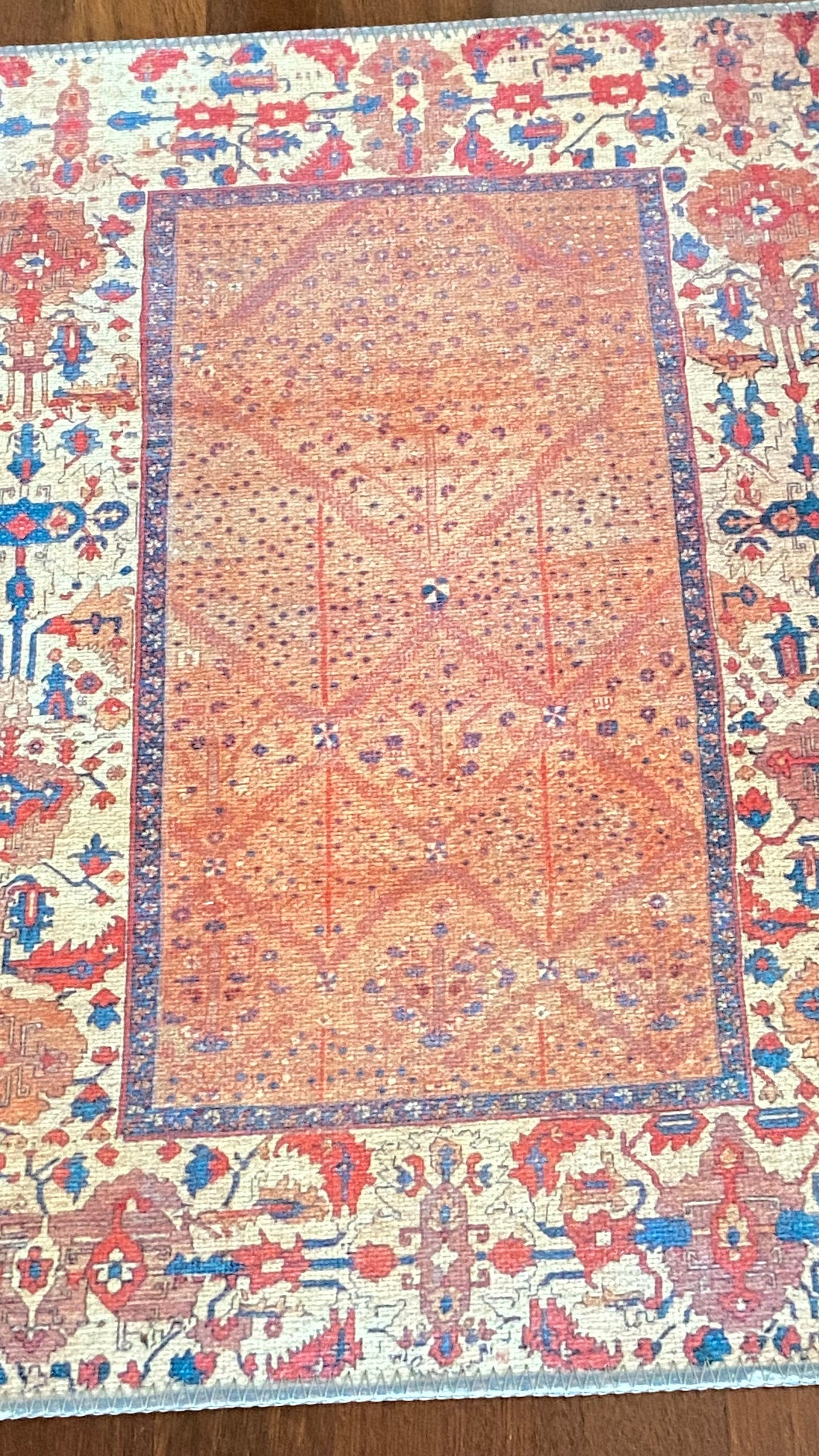 Oriental Small Rug, 2x3 ft Bathroom Rug, Bedroom Rug, Decorative Rug, Home Gift Rug, Exclusive Rug, Orange Small Rug, Washable Rug