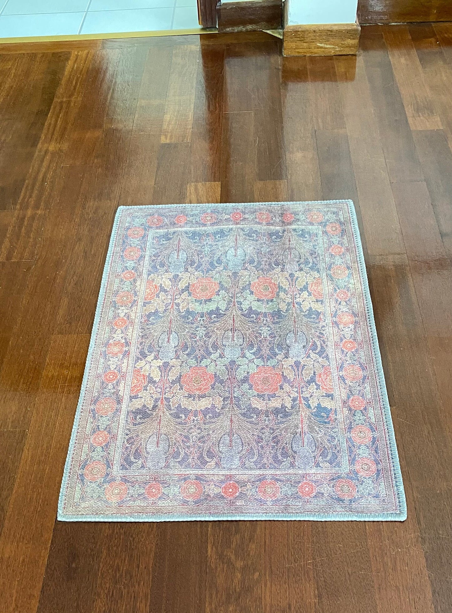2x3 Floral Rug, Gray and Green Small Rug, Kitchen Rug