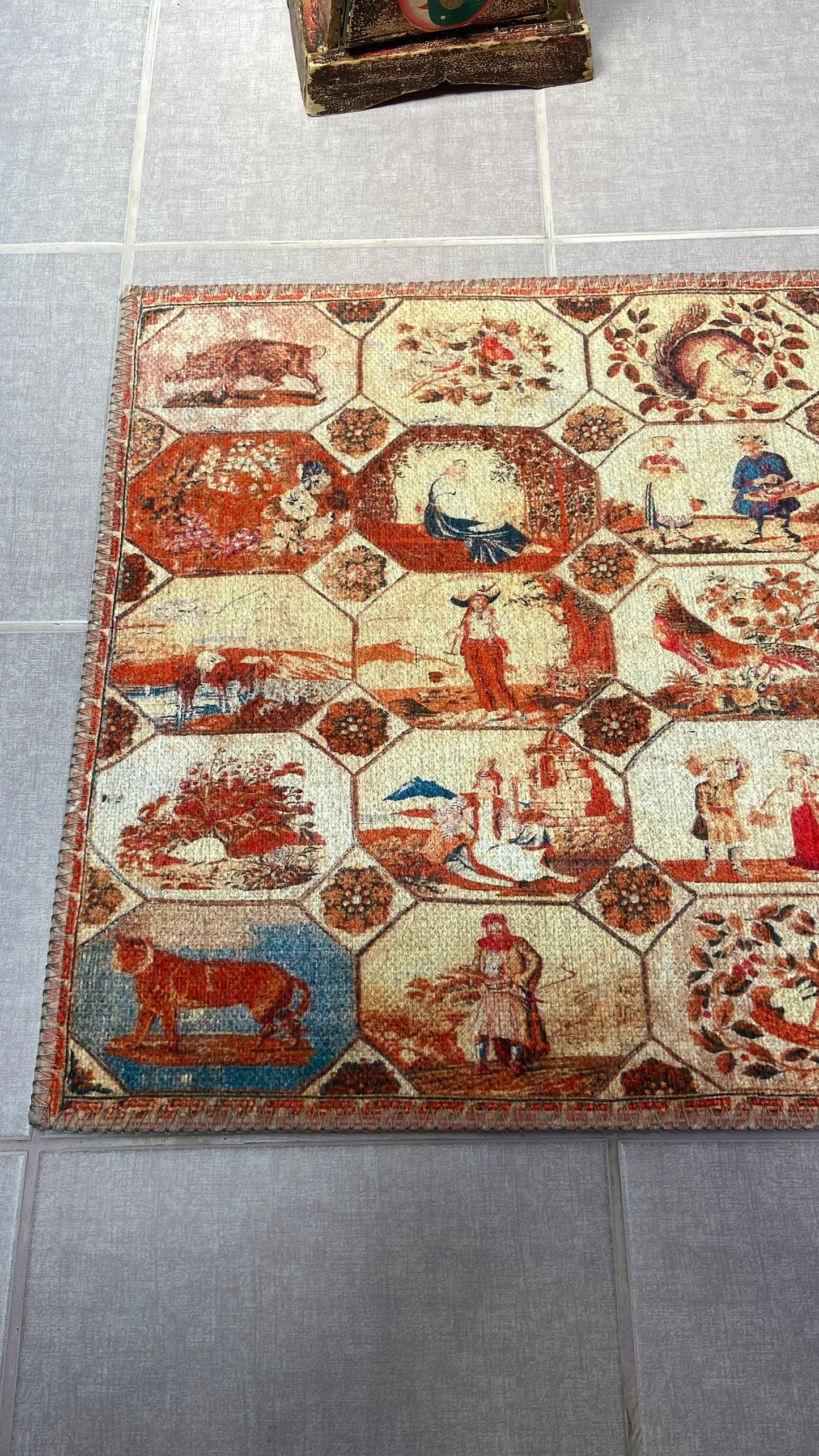 1'9x2'9 Small Rug, Human Design Rug, Washable Rug, Non-Slip Rug, Print Rug,