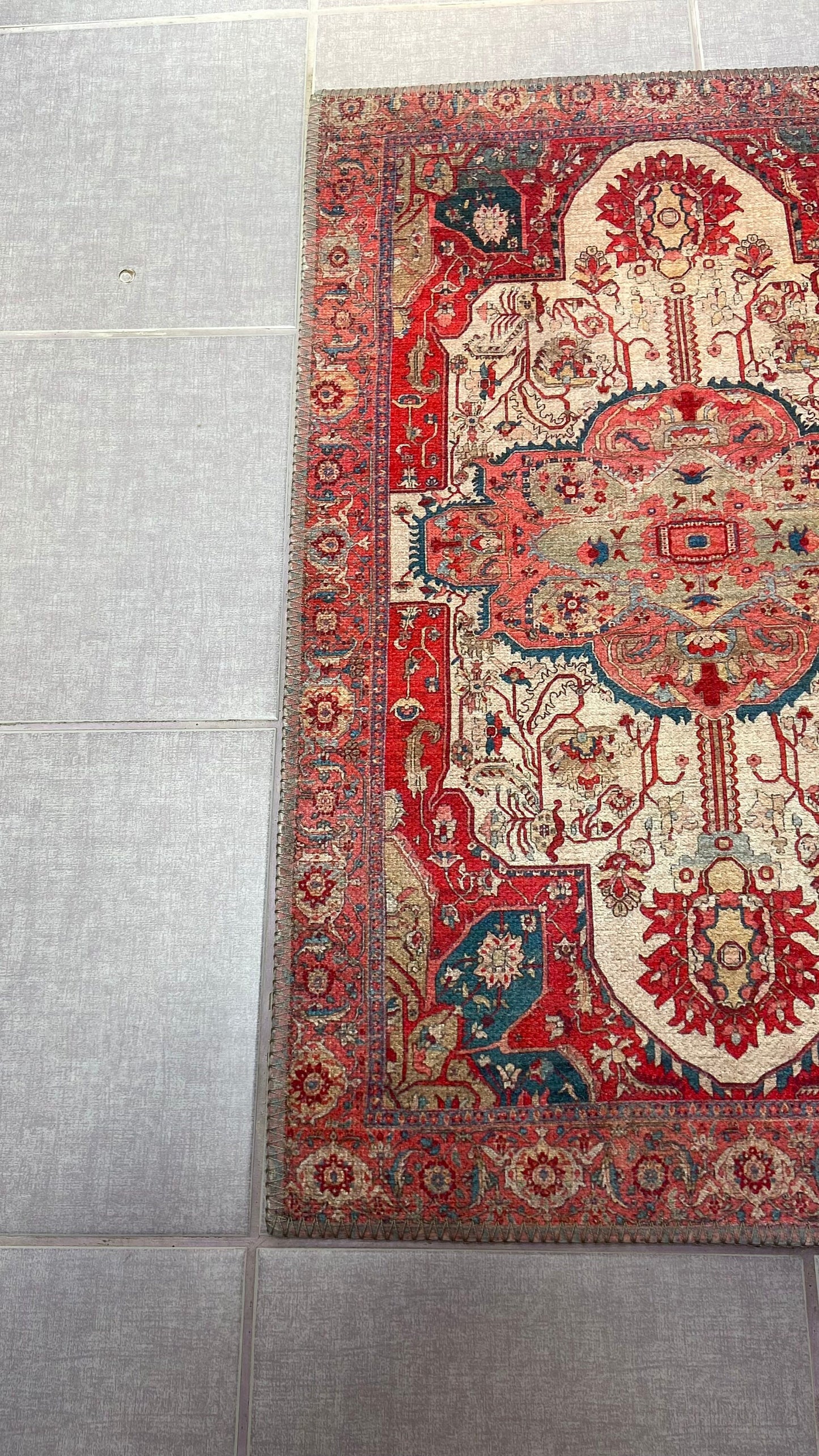 Non-Slip Rug, 2x3 ft Oriental Rug, Red Small Rug, Decorative Rug