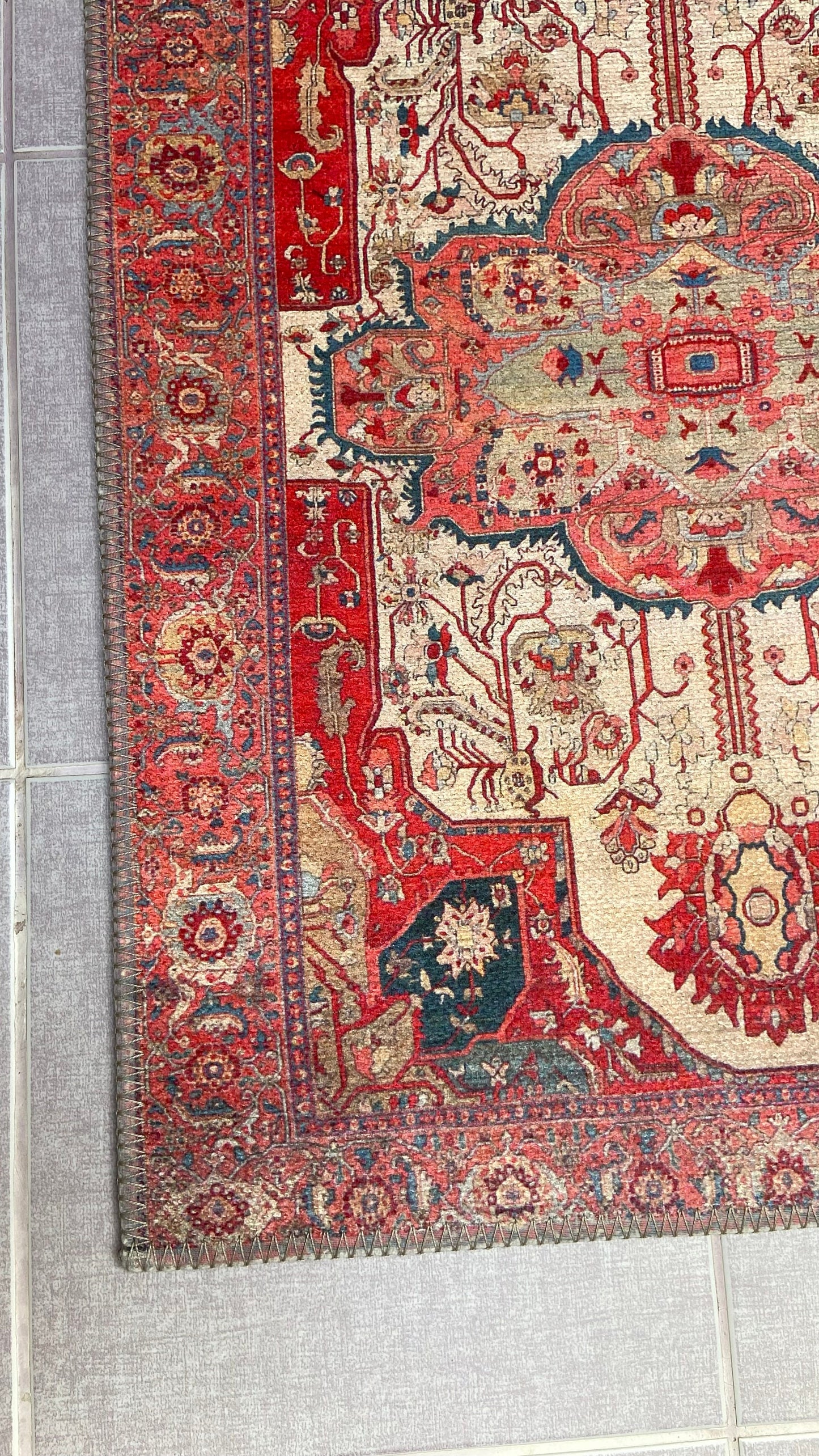 Non-Slip Rug, 2x3 ft Oriental Rug, Red Small Rug, Decorative Rug