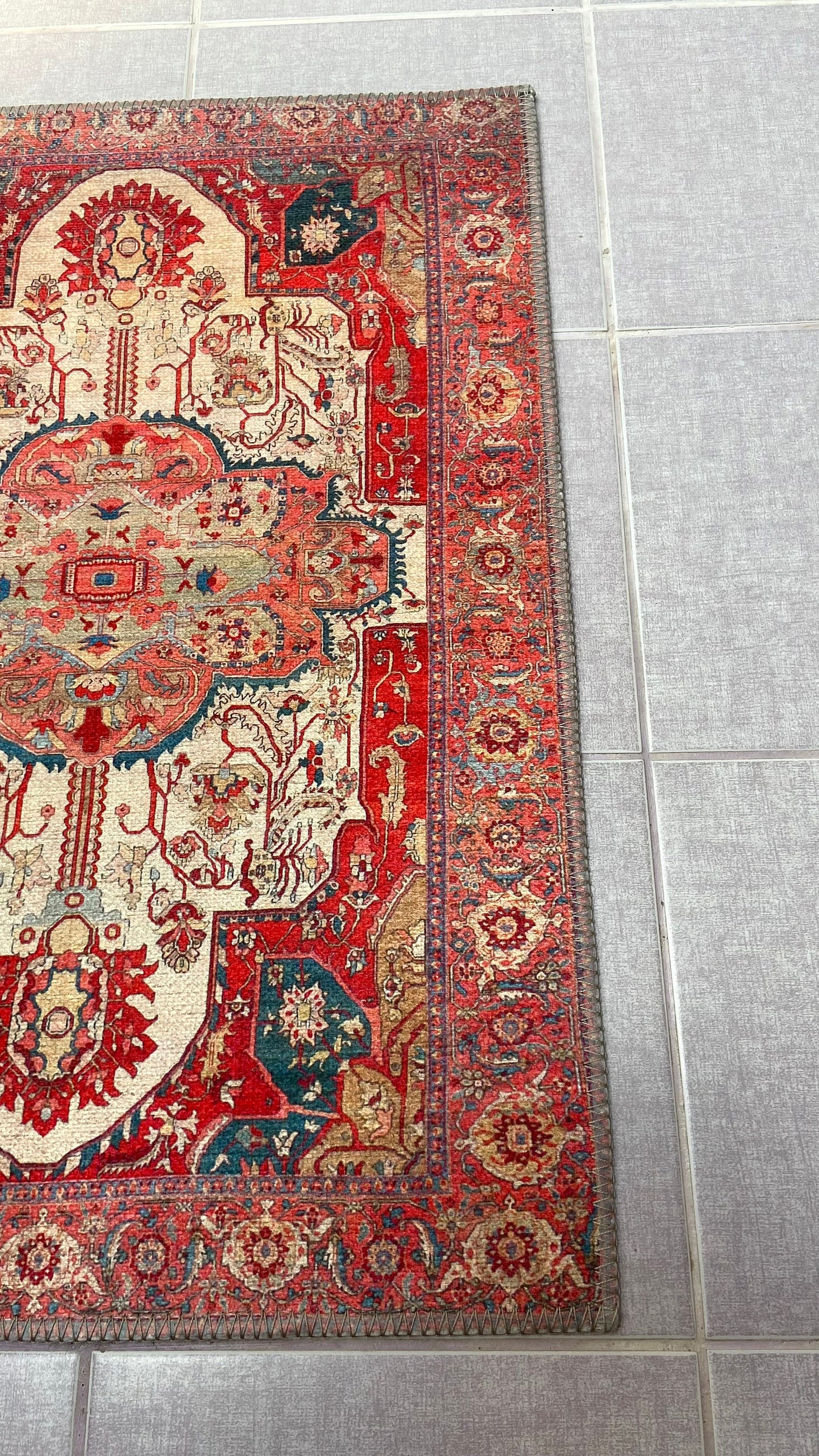 Non-Slip Rug, 2x3 ft Oriental Rug, Red Small Rug, Decorative Rug