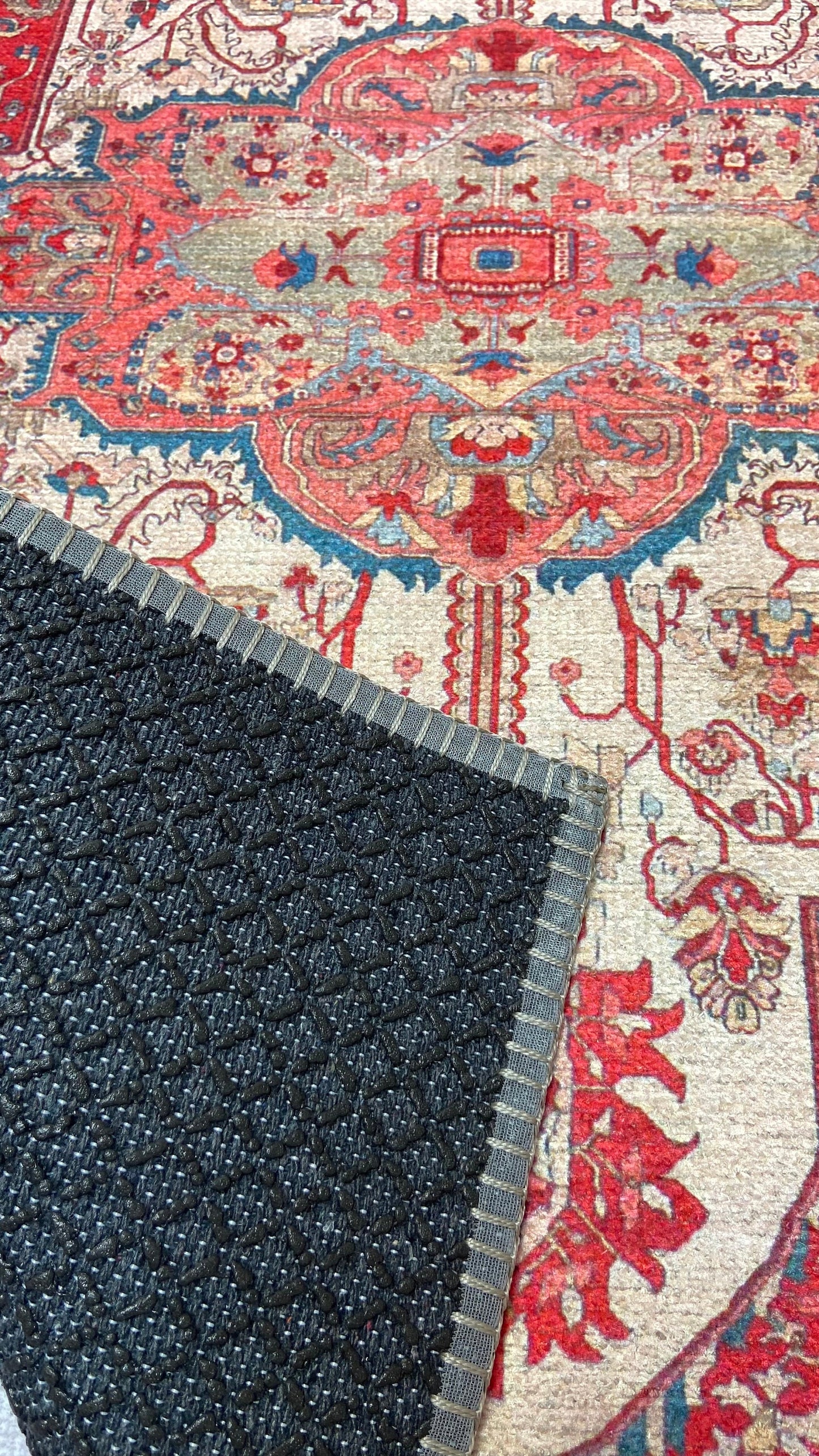 Non-Slip Rug, 2x3 ft Oriental Rug, Red Small Rug, Decorative Rug