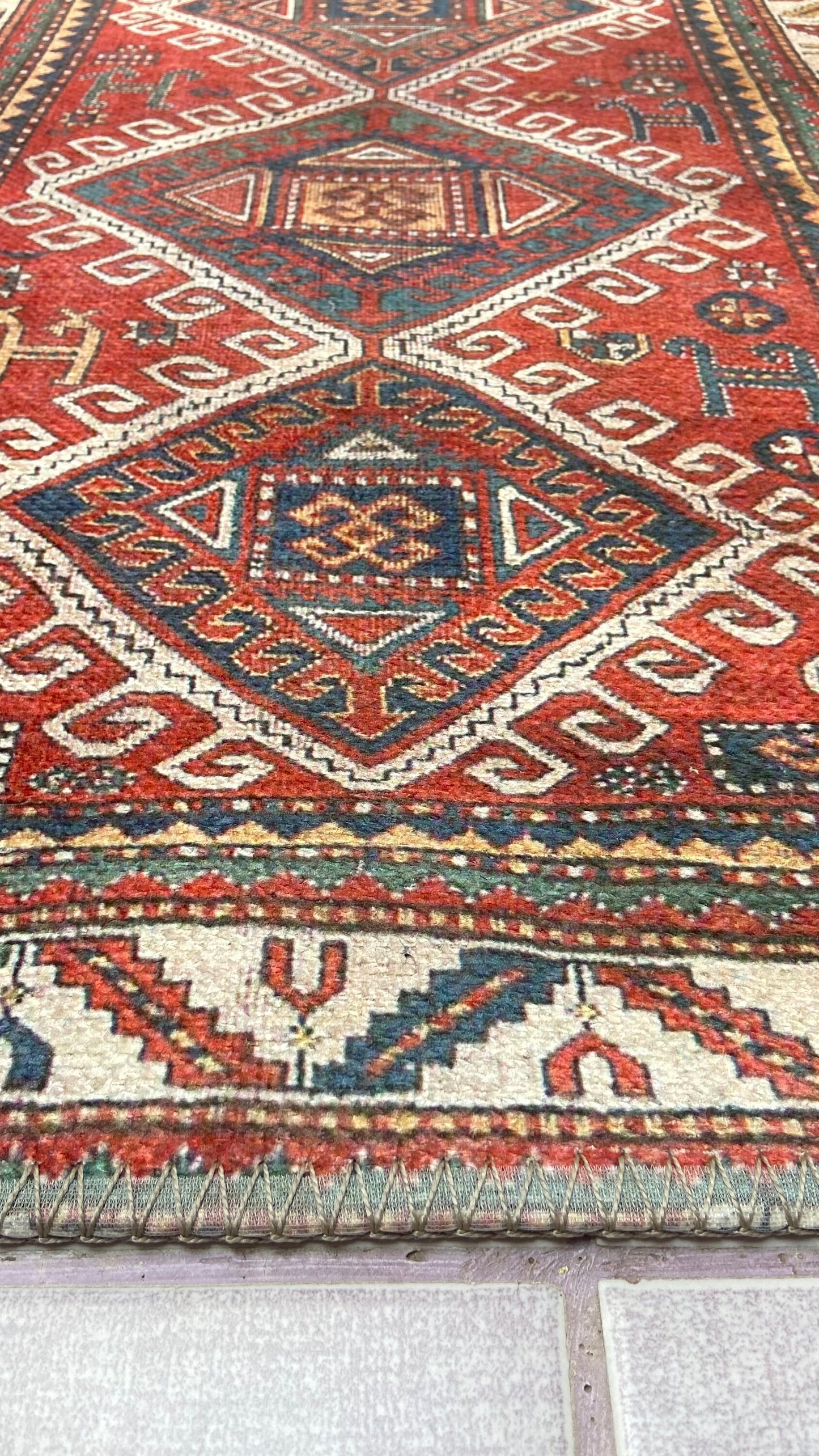 Exclusive Rug, 2x3 Small Rug, Red Small Rug, Decorative Rug, Bedroom Rug, Kelim Design Rug, Bathroom Rug