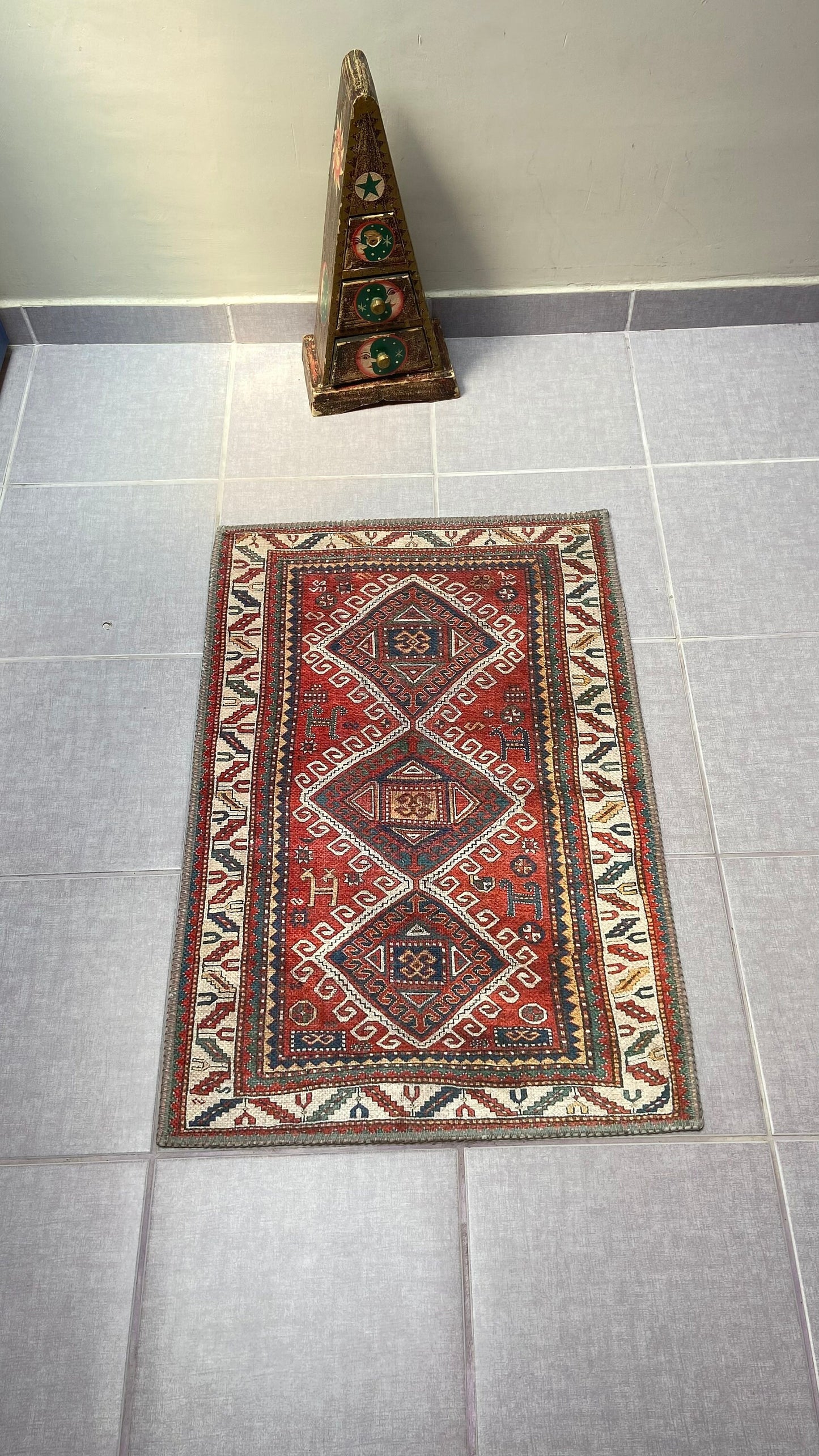 Exclusive Rug, 2x3 Small Rug, Red Small Rug, Decorative Rug, Bedroom Rug, Kelim Design Rug, Bathroom Rug