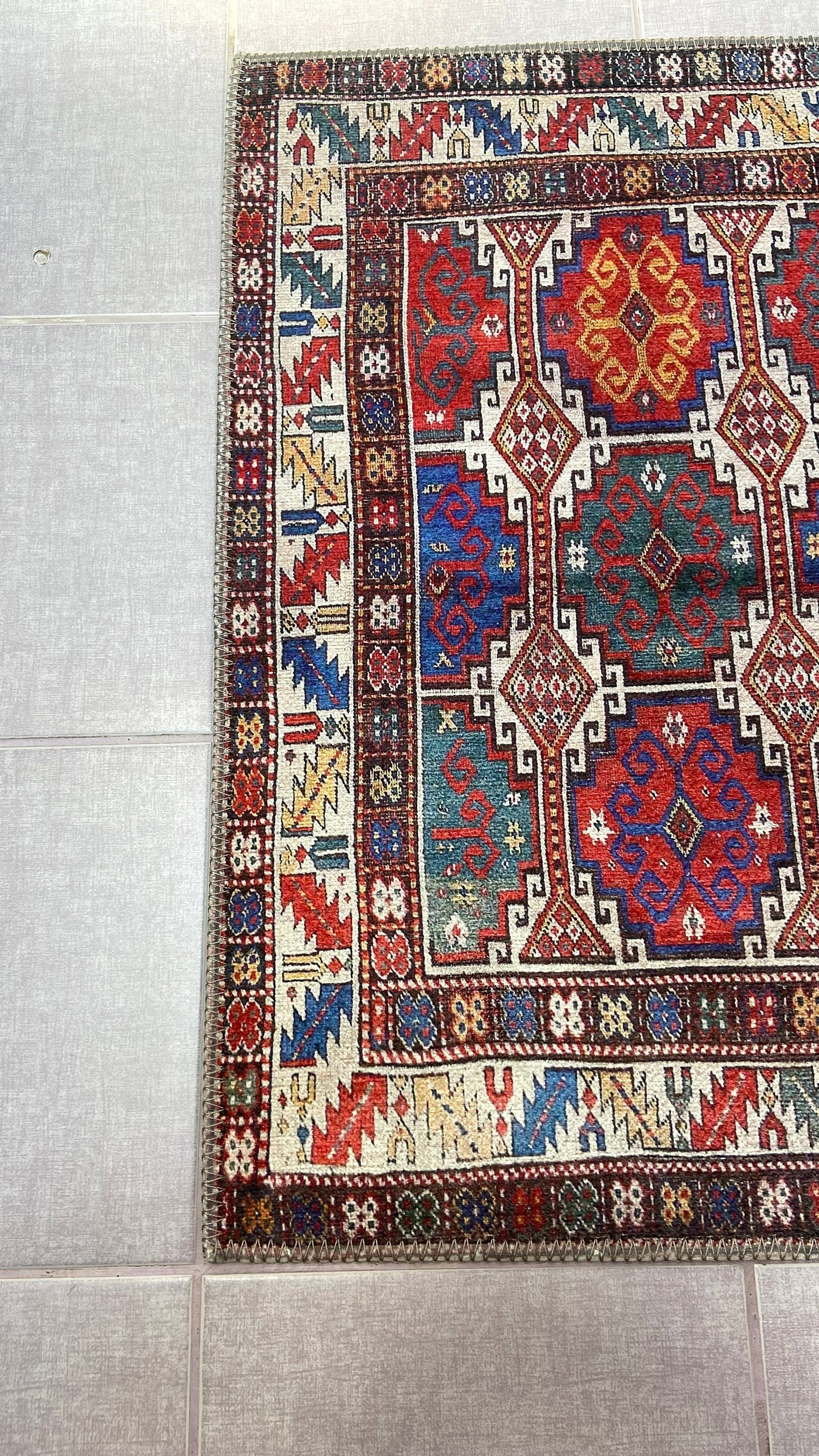 2X3 ft Small Rug, Blue Rug, Red Rug, Kelim Design Rug