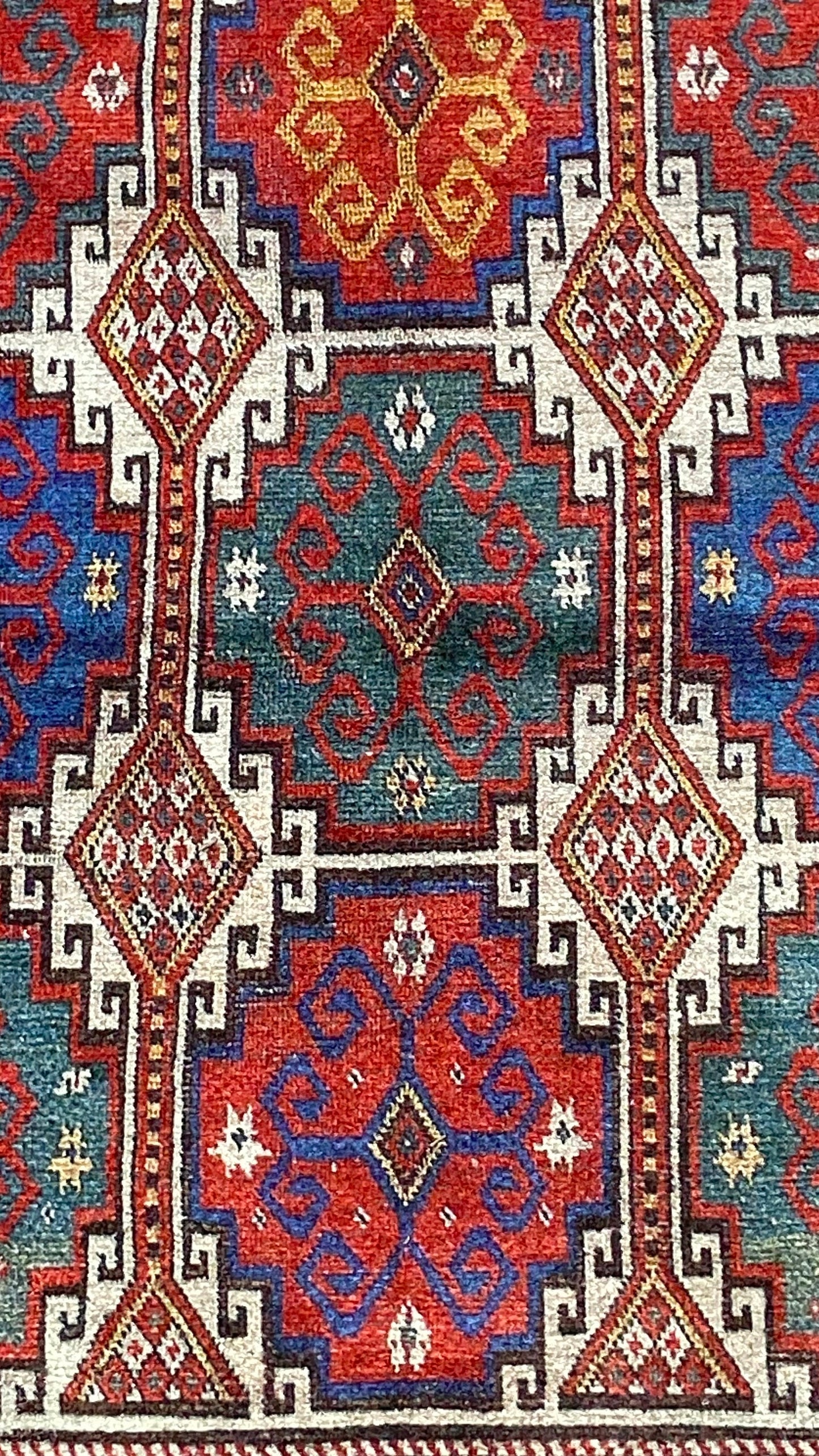 2X3 ft Small Rug, Blue Rug, Red Rug, Kelim Design Rug