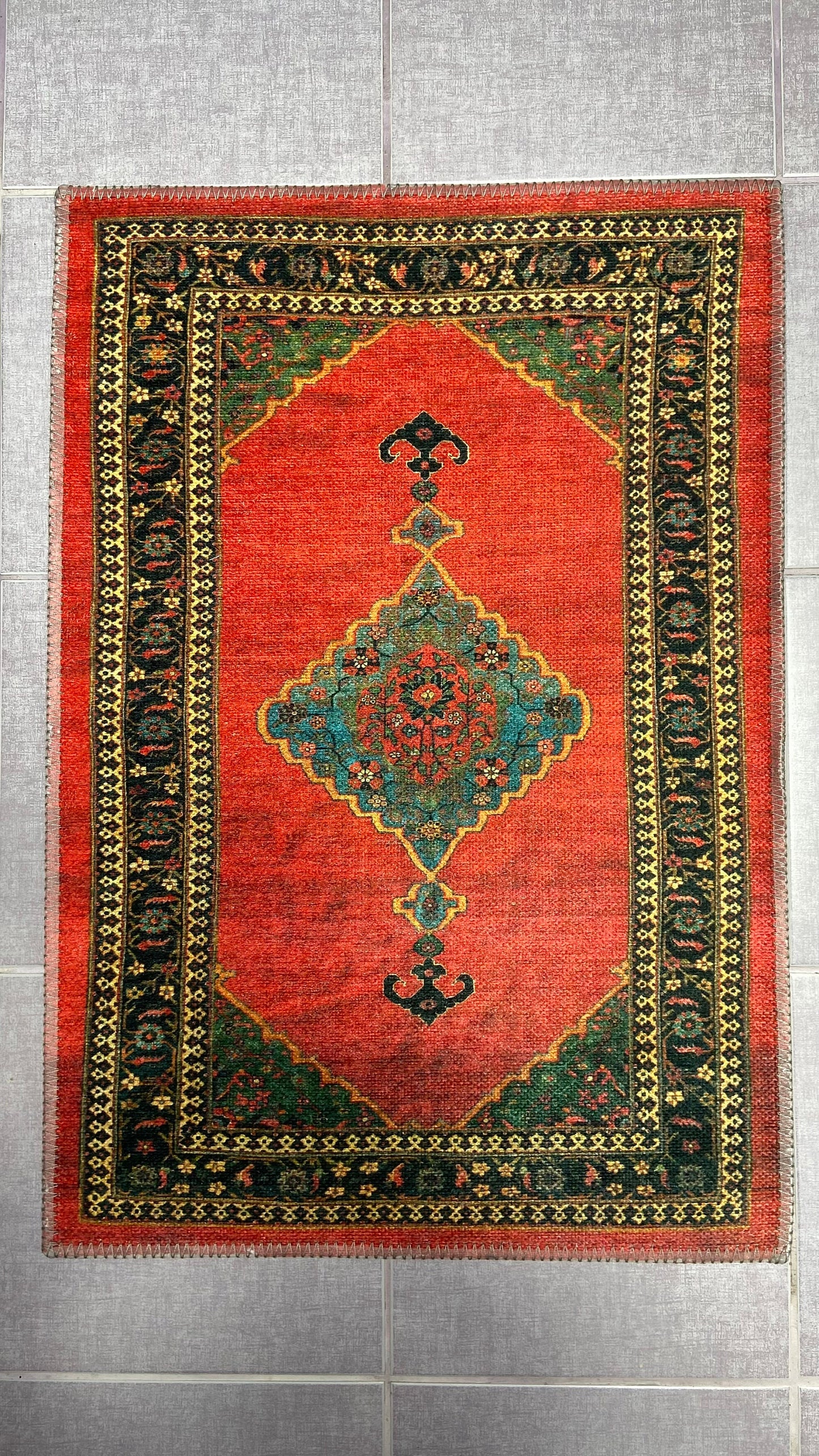 Red Small Rug, 1'9x2'9 Blue Small Rug, Oriental Rug, Green Rug