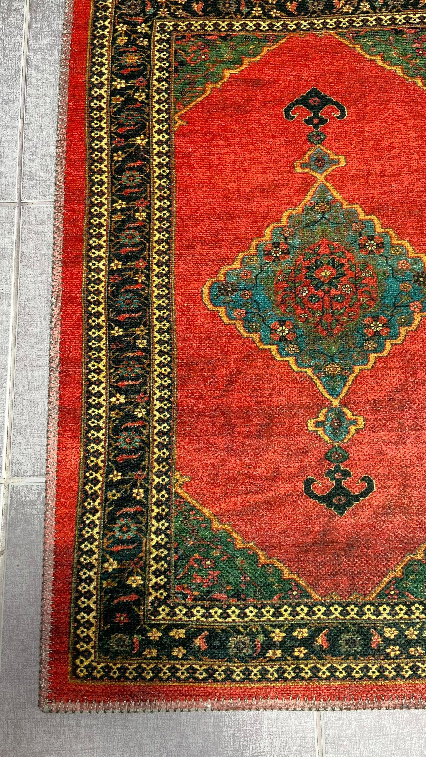 Red Small Rug, 1'9x2'9 Blue Small Rug, Oriental Rug, Green Rug