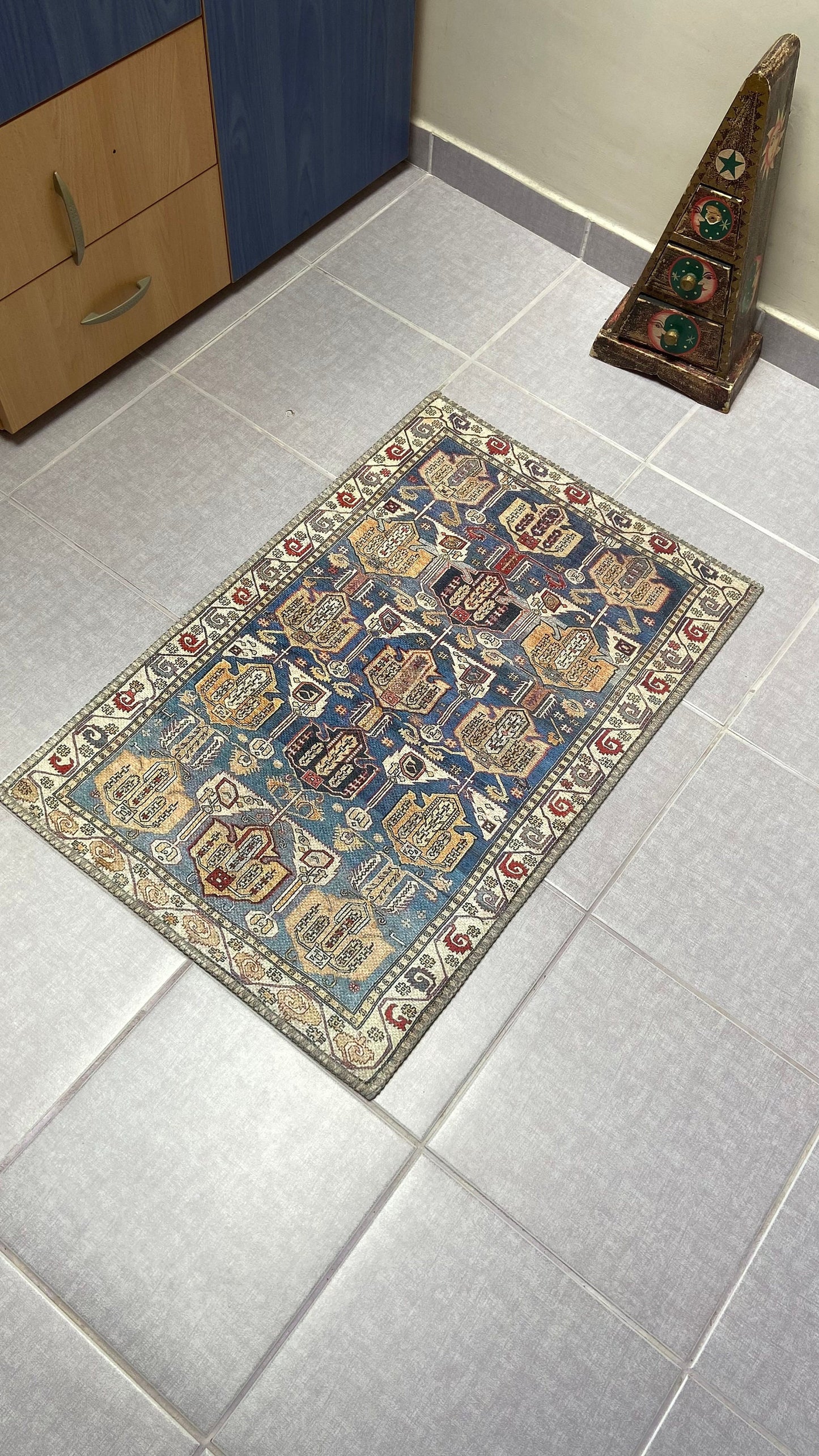 1'9 x 2'9 Blue Small Rug, Decorative Rug, Exclusive Rug, Oriental Rug, Bedroom Rug