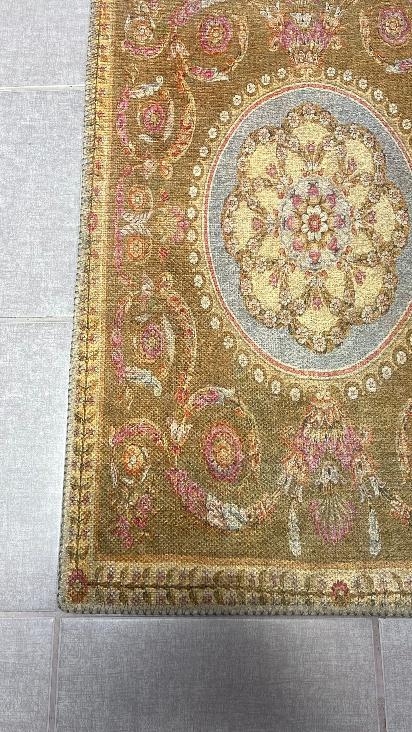 Decorative Small Rug, 2x3 ft Yellow Small Rug, Oriental Rug, Bedroom Rug, Livingroom Rug