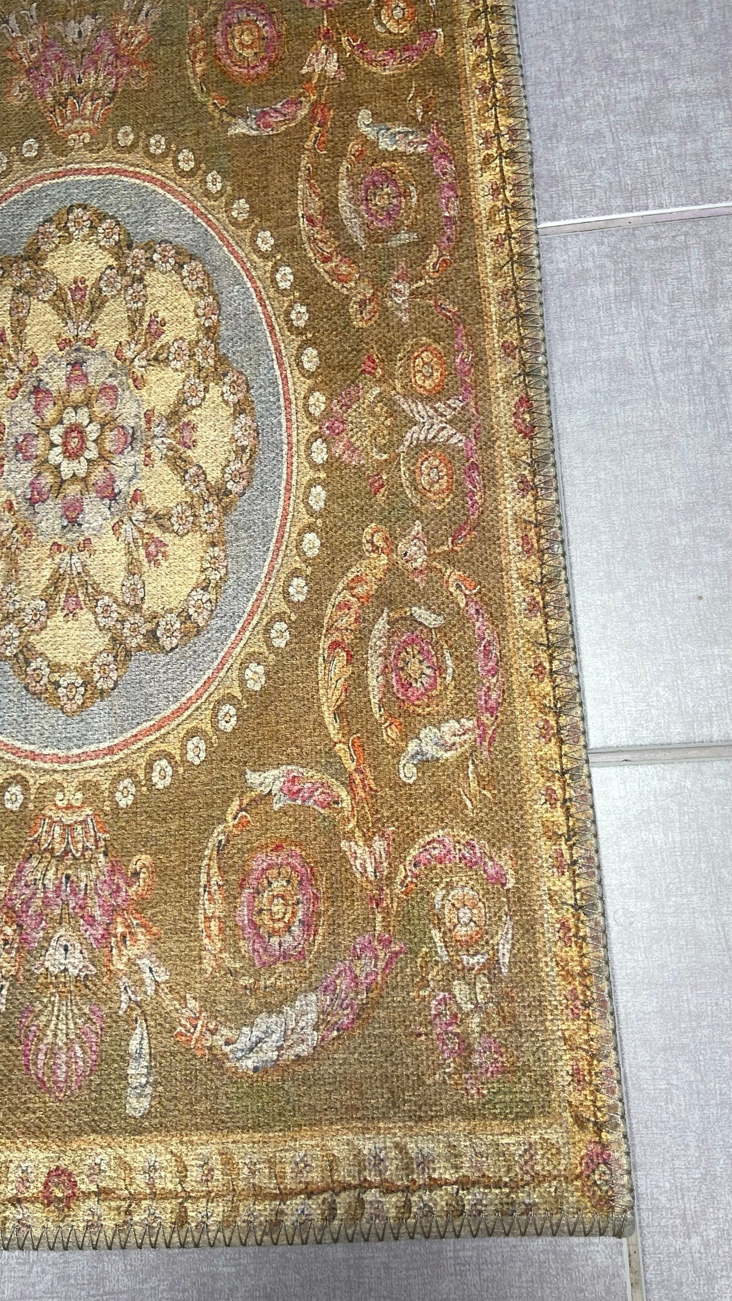 Decorative Small Rug, 2x3 ft Yellow Small Rug, Oriental Rug, Bedroom Rug, Livingroom Rug