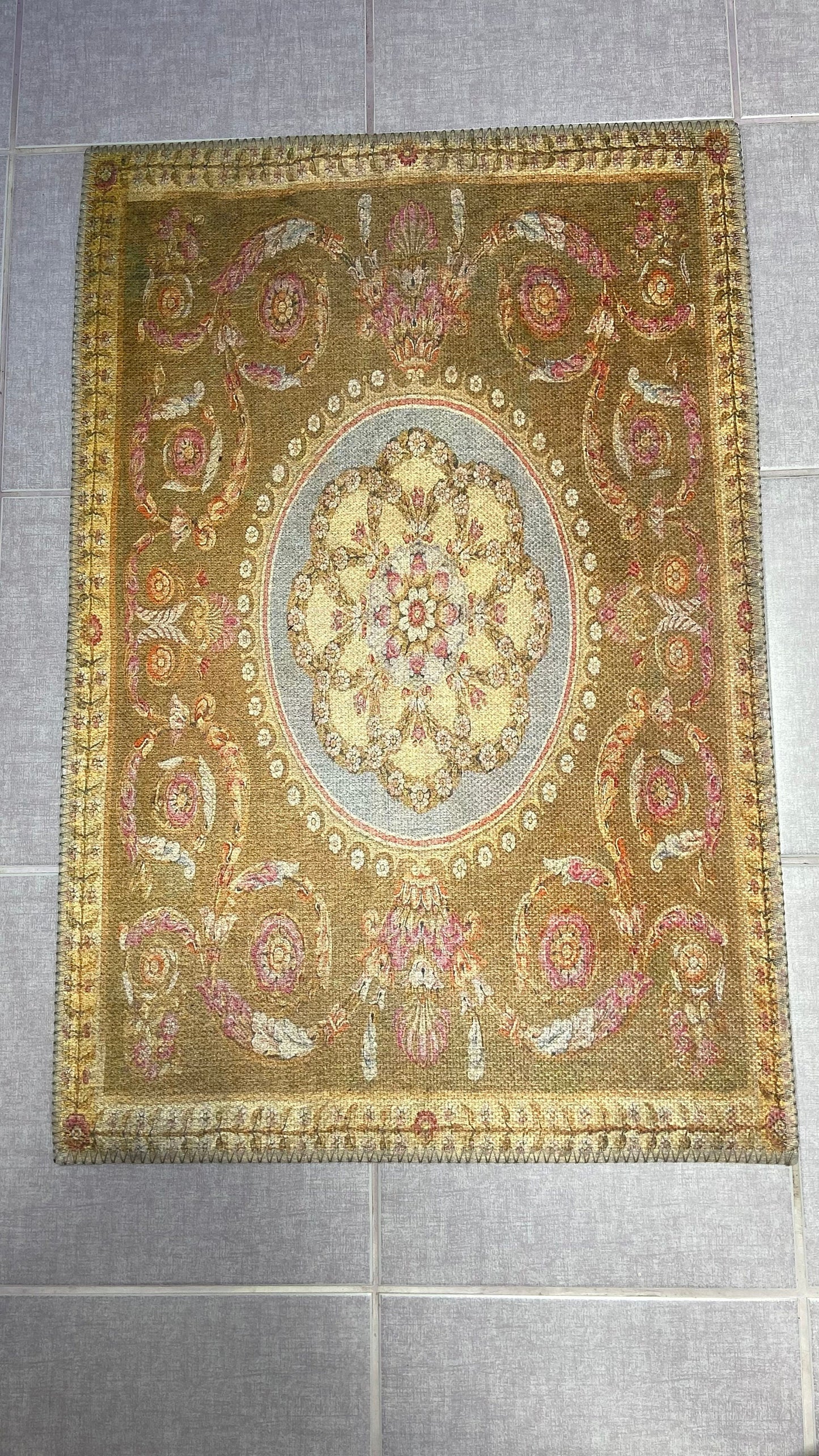 Decorative Small Rug, 2x3 ft Yellow Small Rug, Oriental Rug, Bedroom Rug, Livingroom Rug