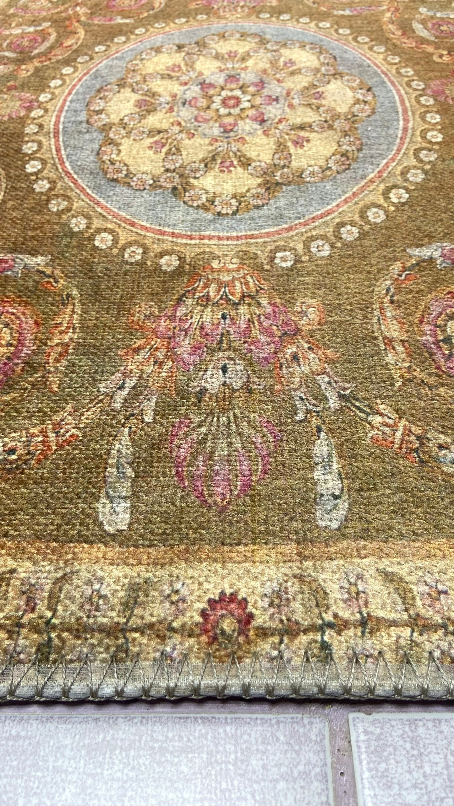 Decorative Small Rug, 2x3 ft Yellow Small Rug, Oriental Rug, Bedroom Rug, Livingroom Rug