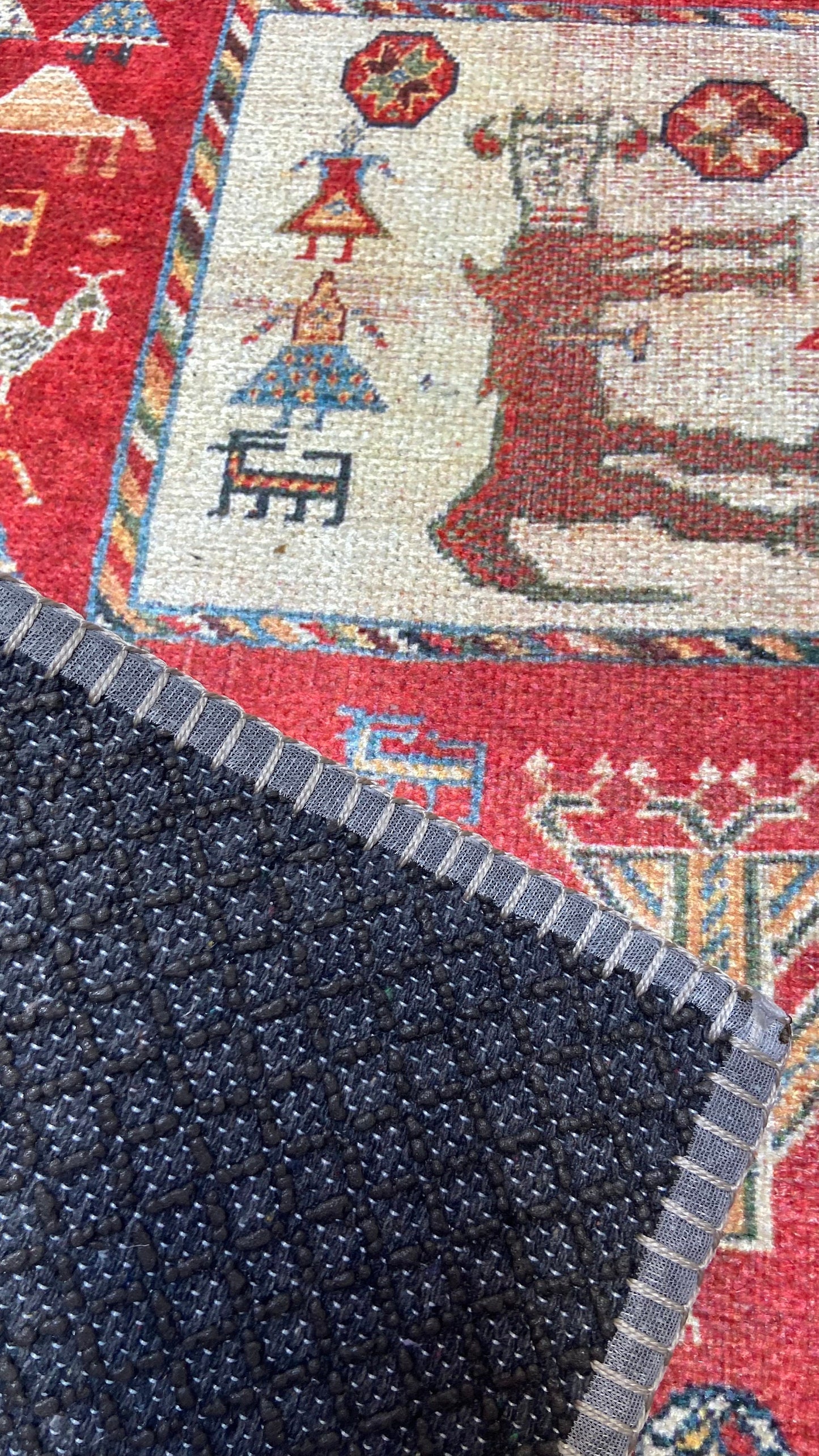 Home Decor Rug, 1'9x2'9 Red and Blue Rug, Animal Design Rug,