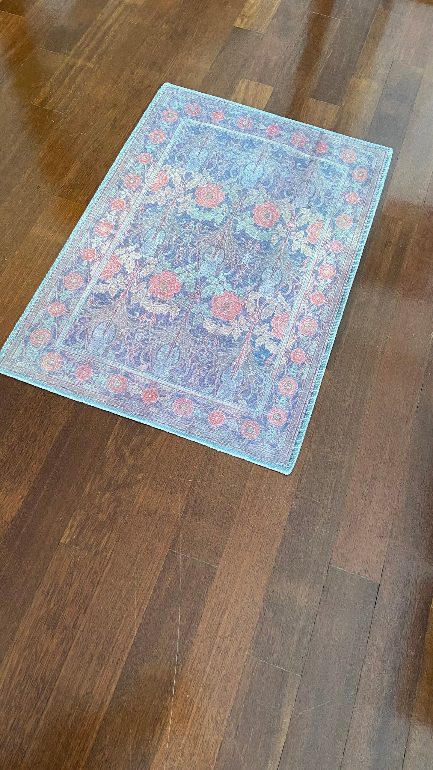 2x3 Floral Rug, Gray and Green Small Rug, Kitchen Rug