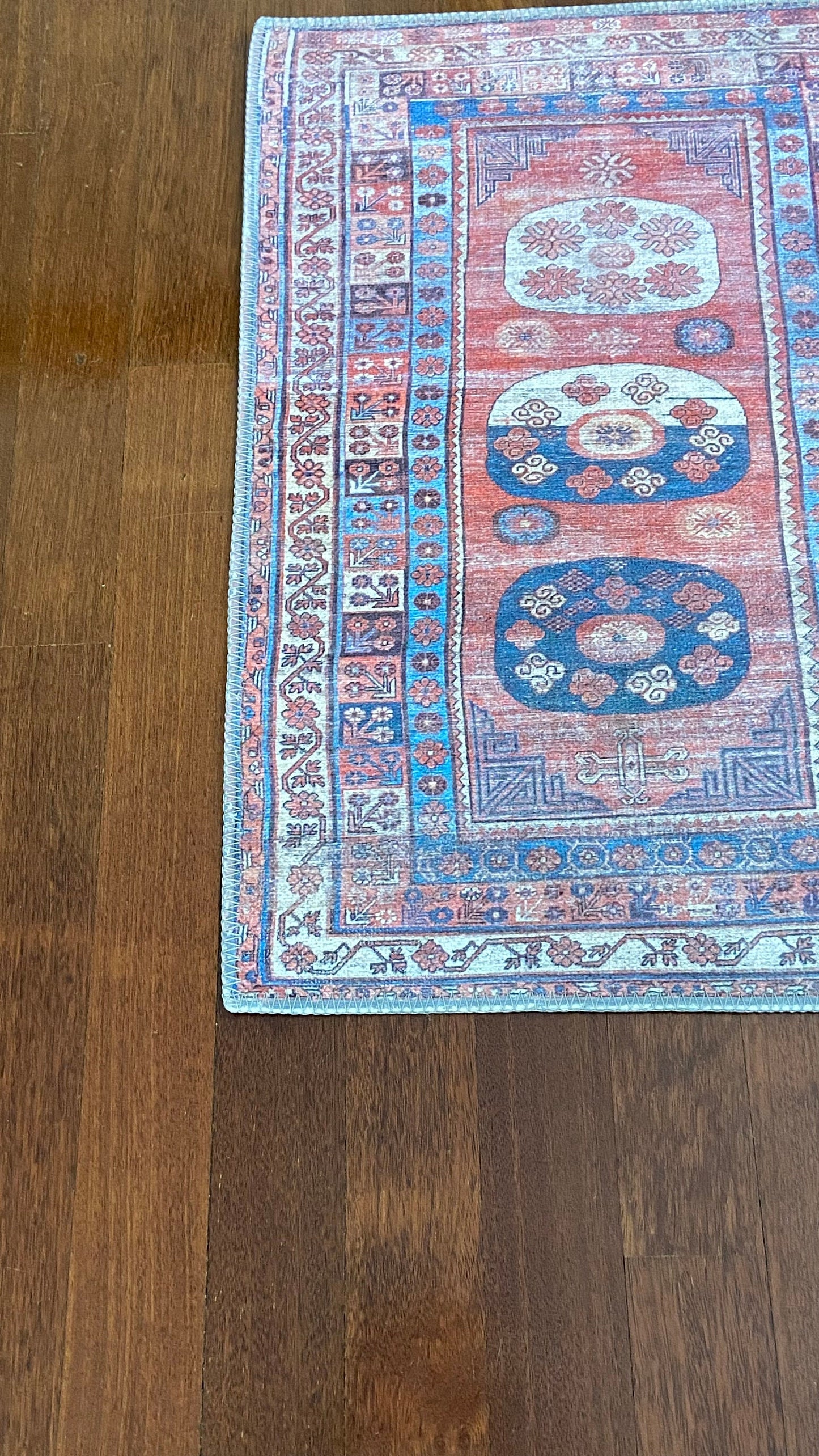 2x3 Ft Blue and Beige Rug, Small Rug, Bathroom Rug, Kitchen Rug