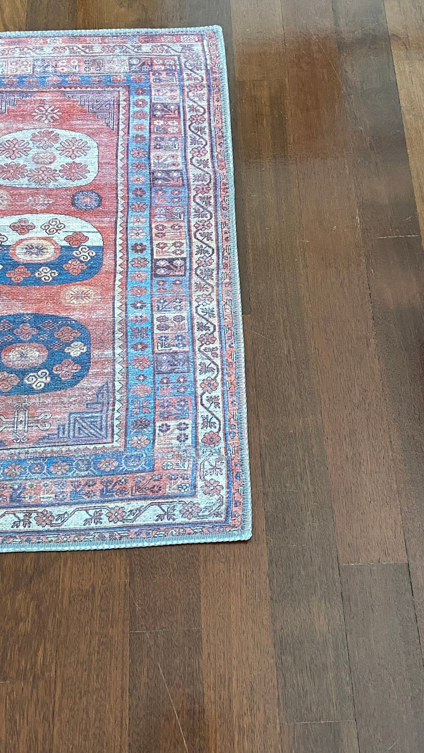 2x3 Ft Blue and Beige Rug, Small Rug, Bathroom Rug, Kitchen Rug
