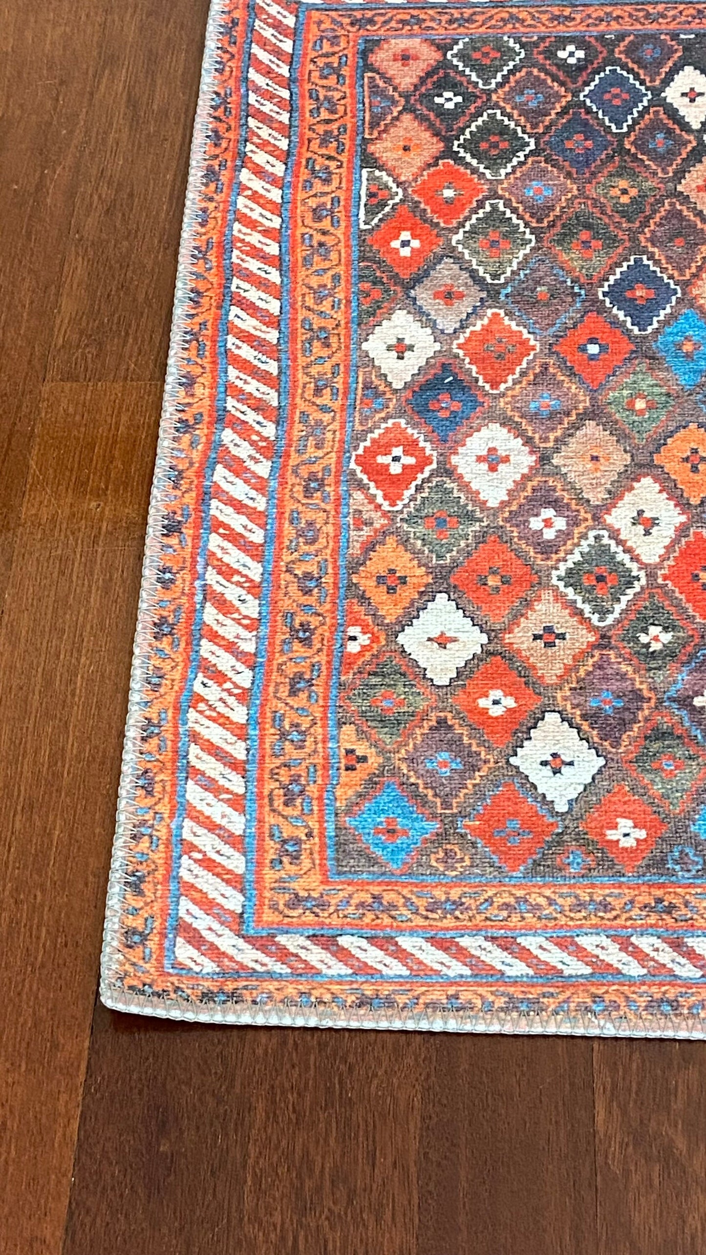 2x3 ft Orange Small Rug, Decorative Rug, Exclusive Rug, Geometric Design, Washable Rug, Bedroom Rug, Bathroom Rug, Home Gift Rug