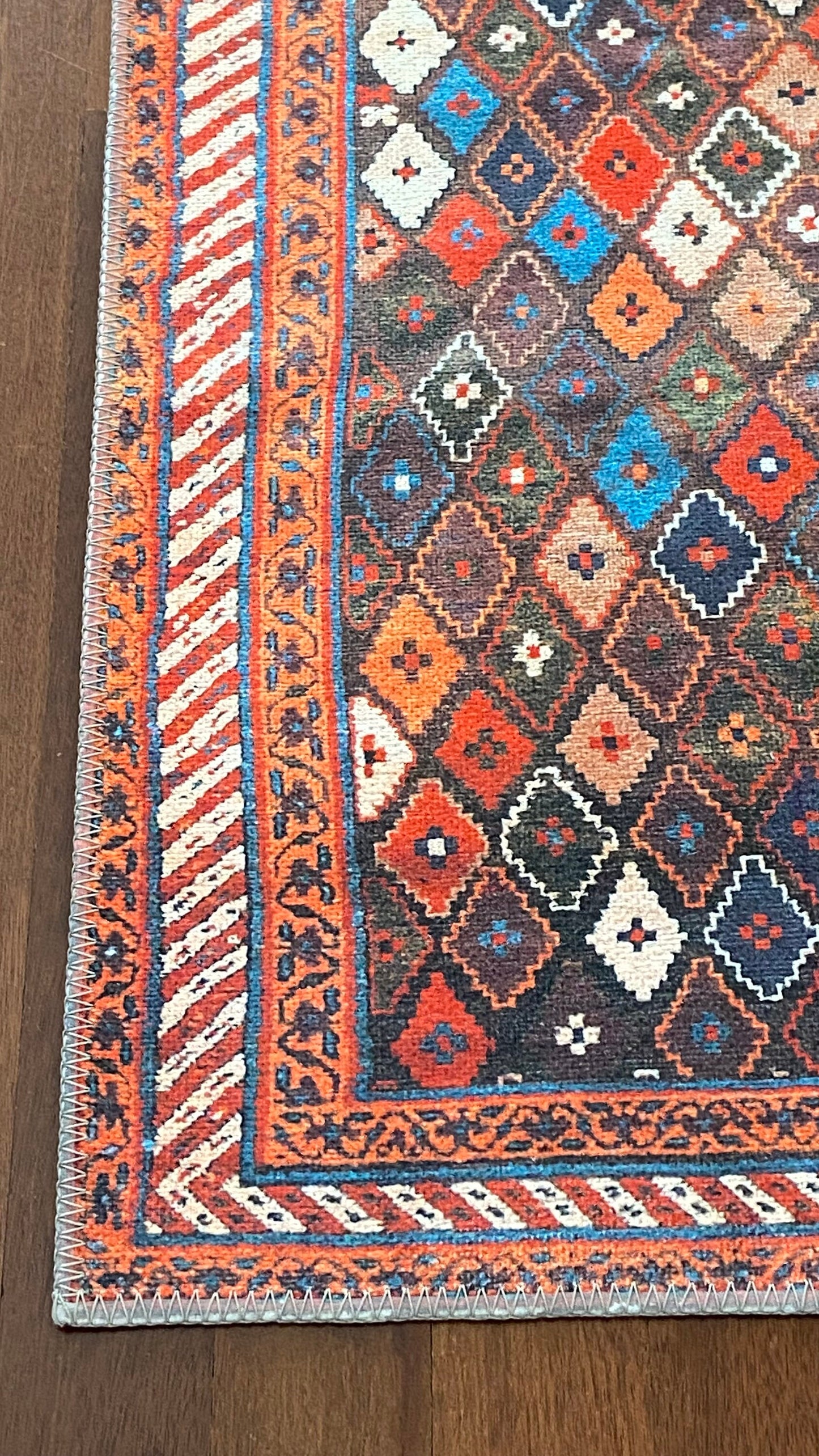 2x3 ft Orange Small Rug, Decorative Rug, Exclusive Rug, Geometric Design, Washable Rug, Bedroom Rug, Bathroom Rug, Home Gift Rug