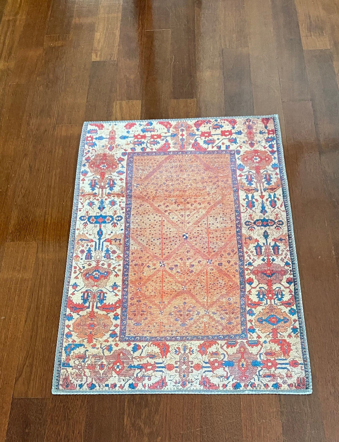 Oriental Small Rug, 2x3 ft Bathroom Rug, Bedroom Rug, Decorative Rug, Home Gift Rug, Exclusive Rug, Orange Small Rug, Washable Rug