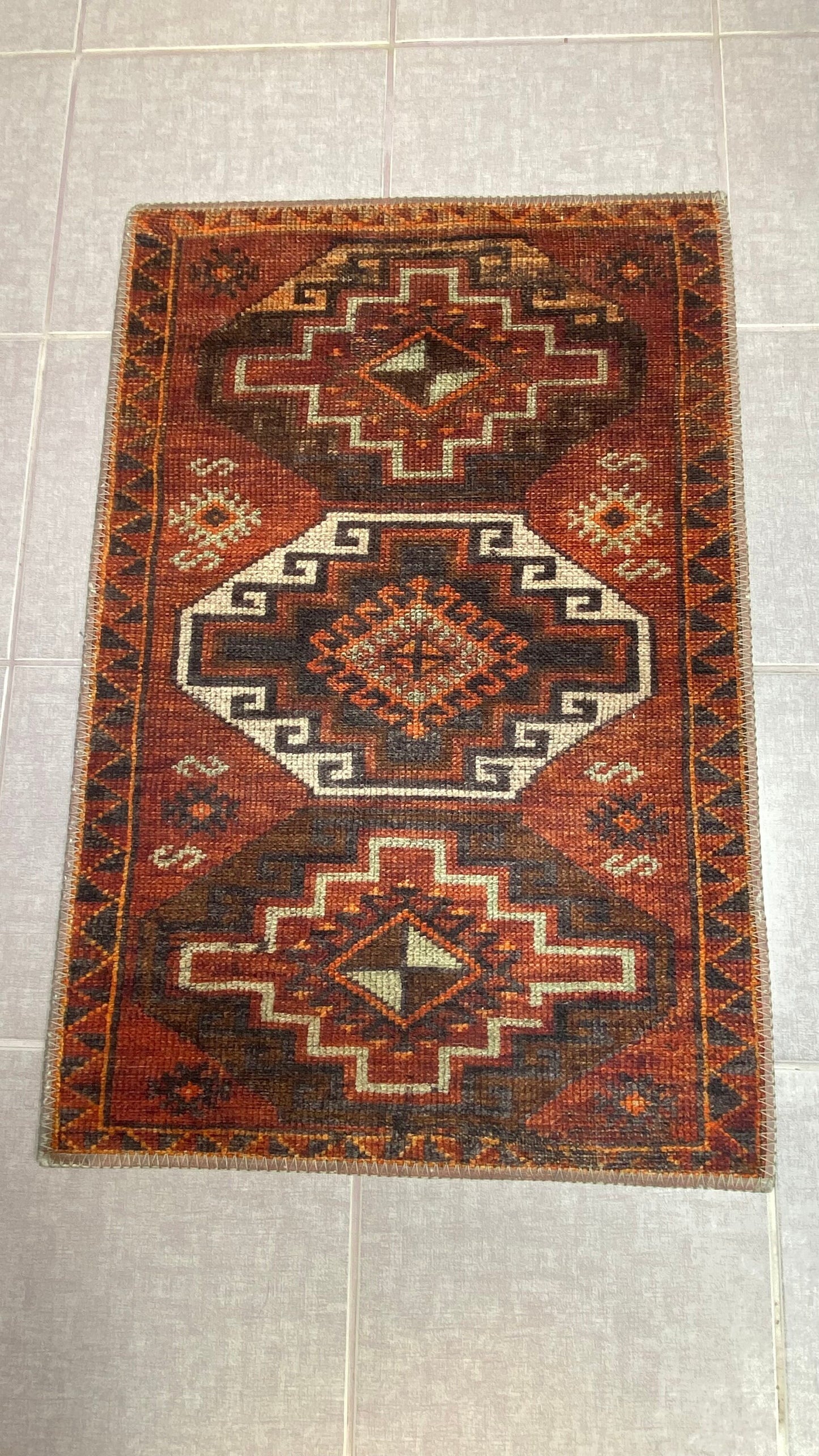 1'9 x 2'9 Small Rug, Brown,Honey and Beige ,Washable Rug, Non-Slip Rug
