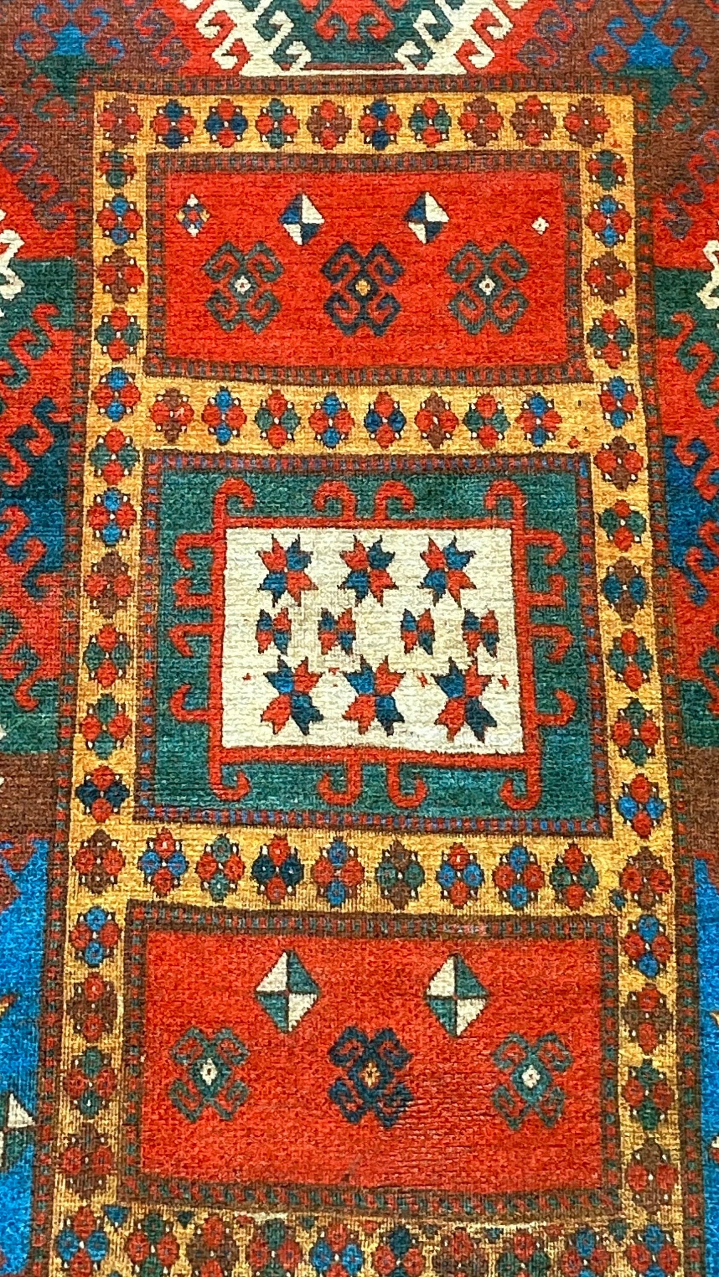 Kelim Design Rug, 1'9 x 2'9 Small Rug, Red Small Rug, Blue Doormat Rug