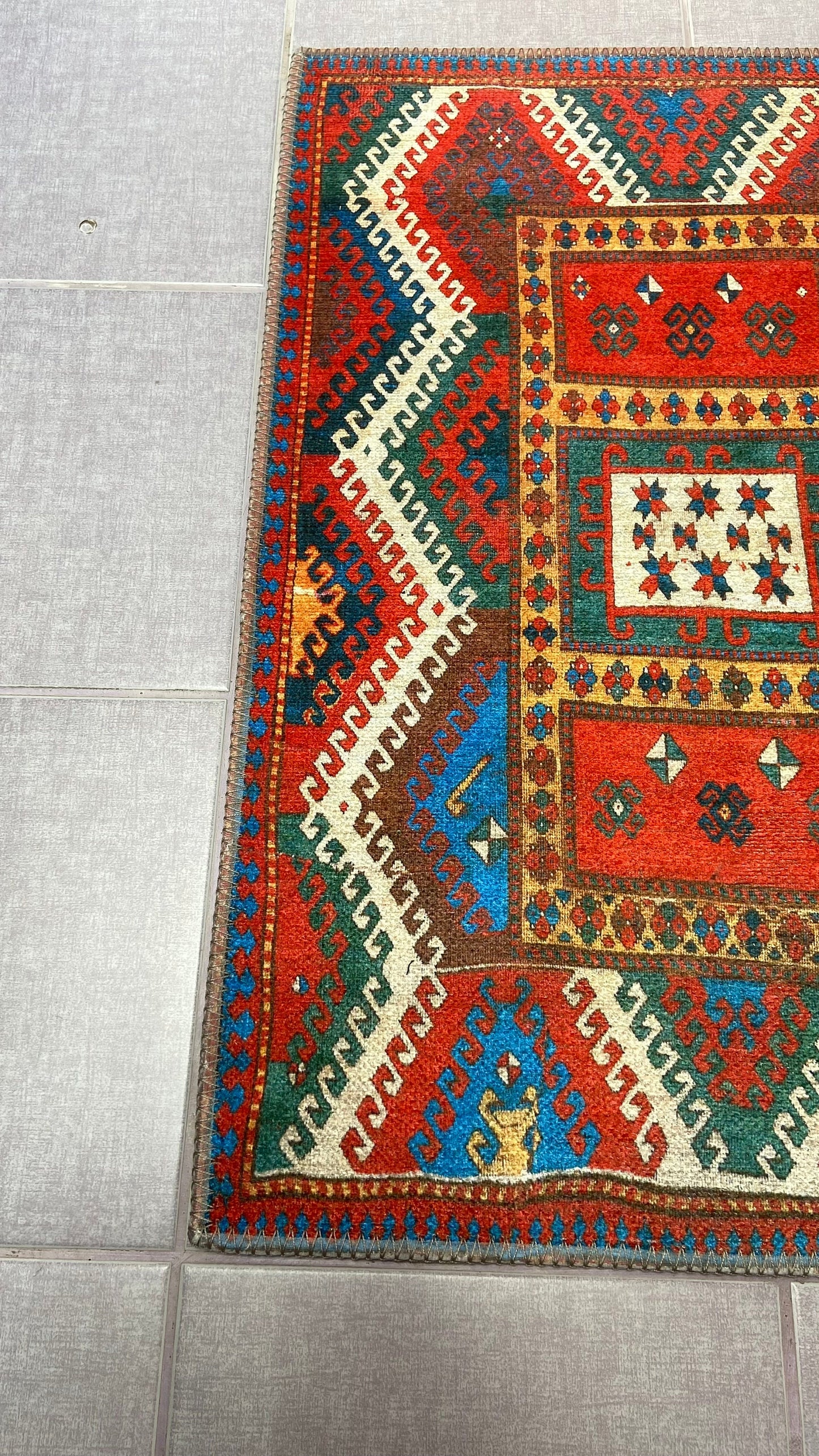 Kelim Design Rug, 1'9 x 2'9 Small Rug, Red Small Rug, Blue Doormat Rug