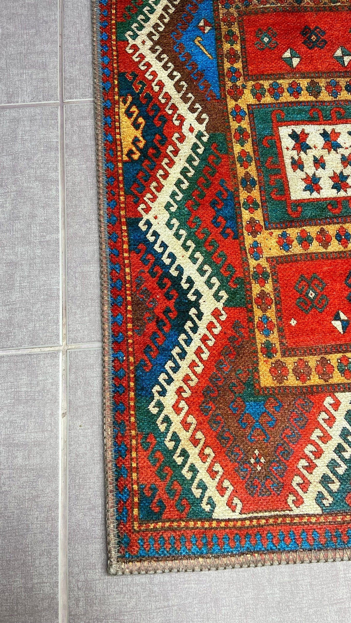 Kelim Design Rug, 1'9 x 2'9 Small Rug, Red Small Rug, Blue Doormat Rug