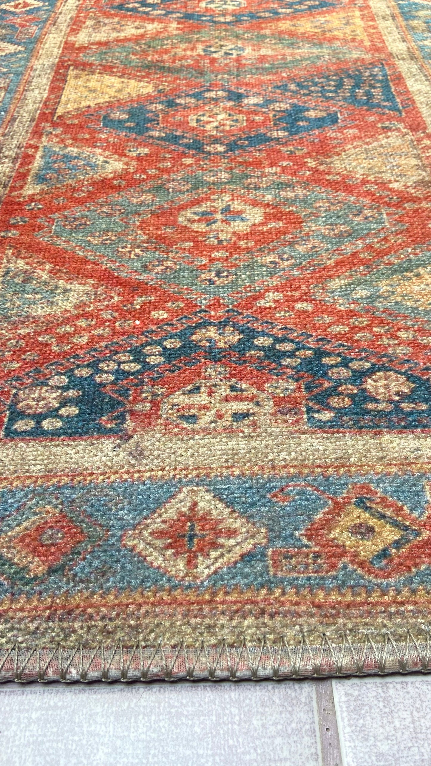 Geometric Design Rug, 2x3 ft Small Rug, Entryway Rug, Print Rug, Washable Rug
