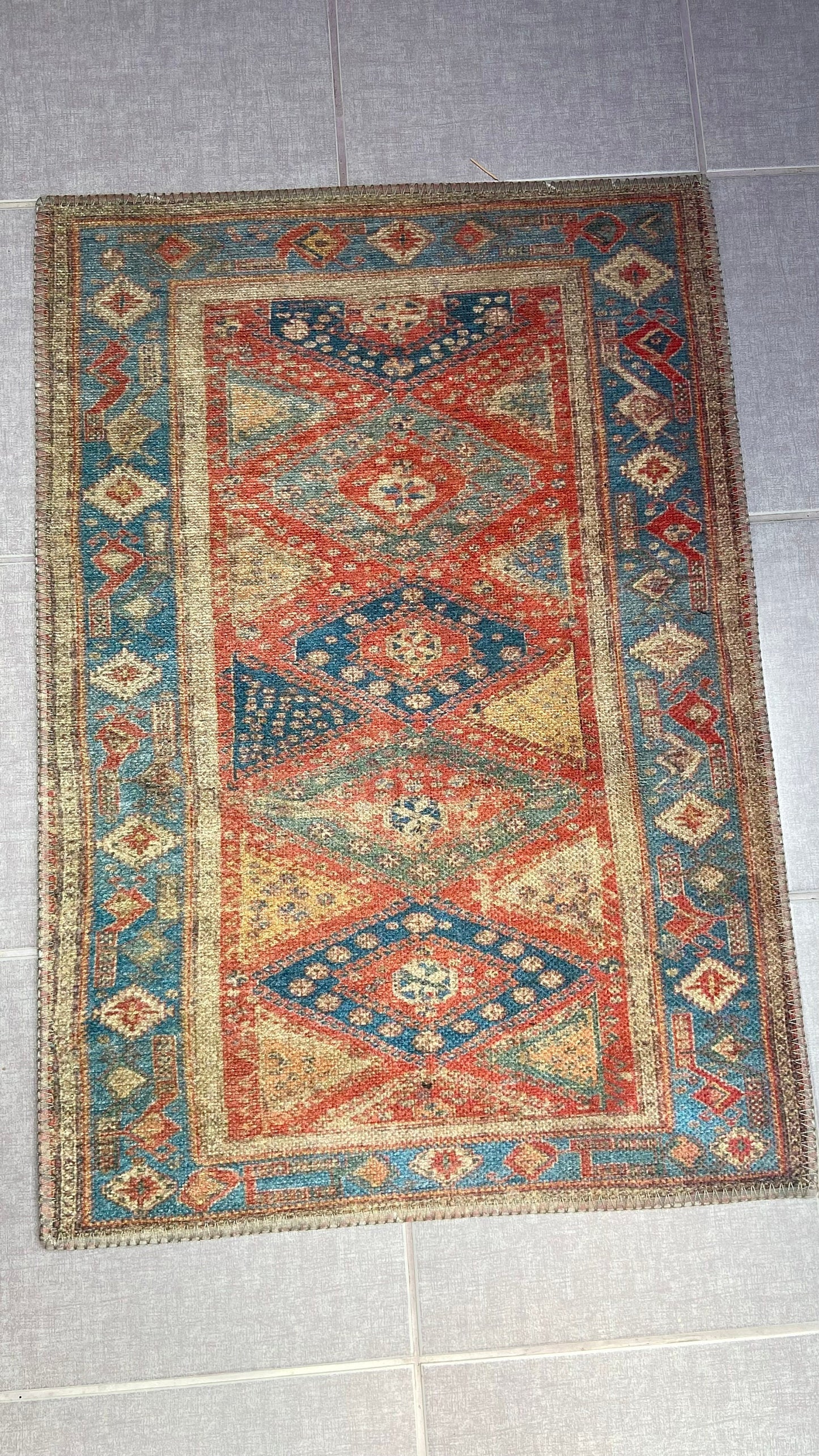 Geometric Design Rug, 2x3 ft Small Rug, Entryway Rug, Print Rug, Washable Rug