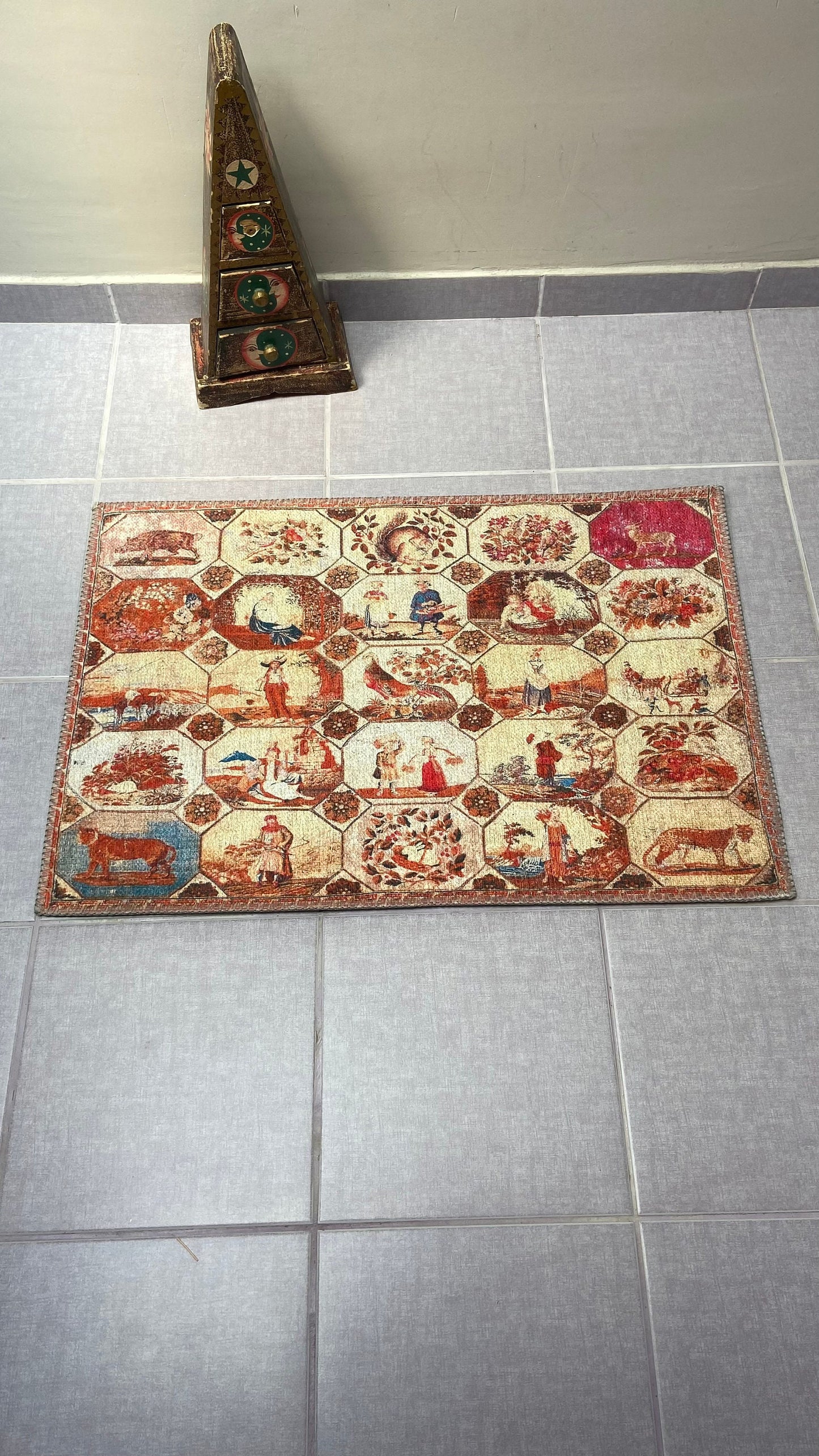 1'9x2'9 Small Rug, Human Design Rug, Washable Rug, Non-Slip Rug, Print Rug,