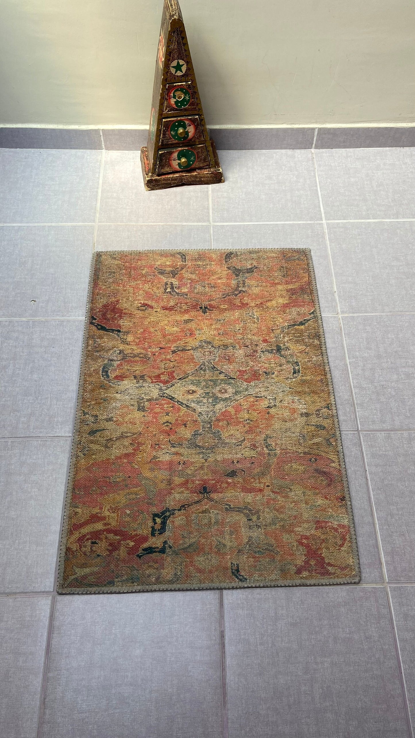 Modern Small Rug, 2x3 ft Small Rug, Red Oriental Rug, Bath mat, Bathroom Rug, Bedroom Rug