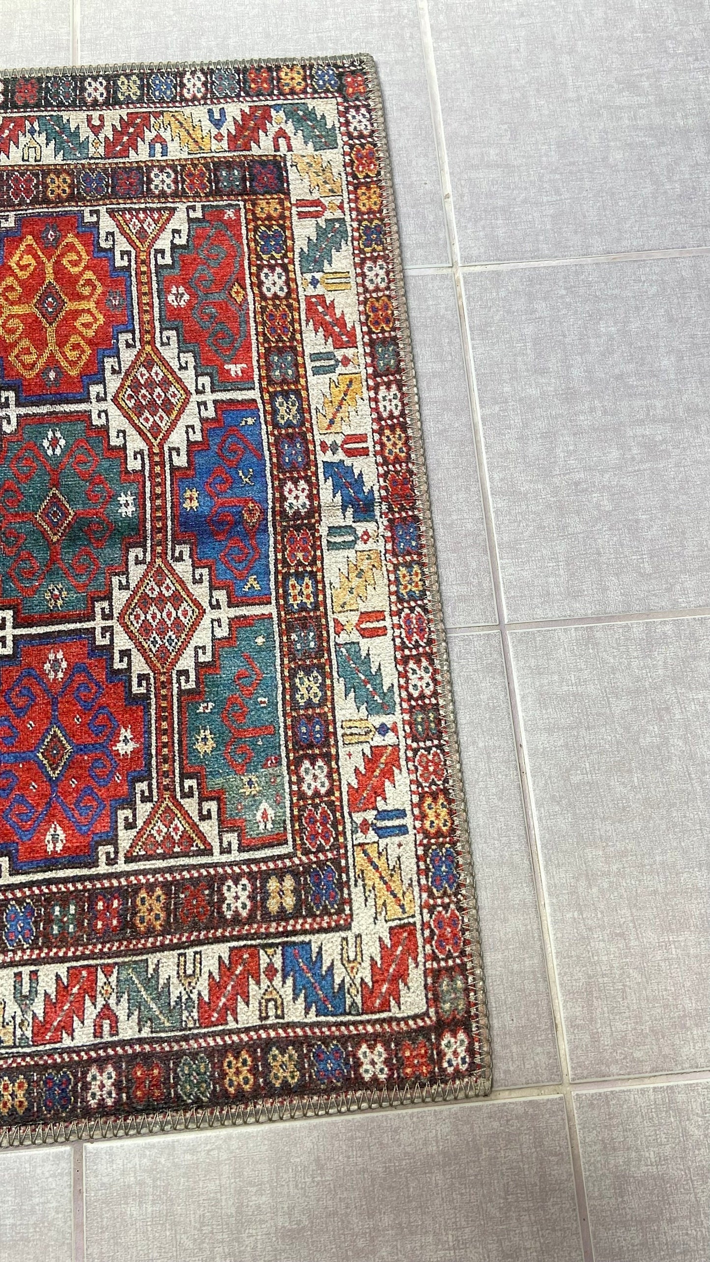 2X3 ft Small Rug, Blue Rug, Red Rug, Kelim Design Rug