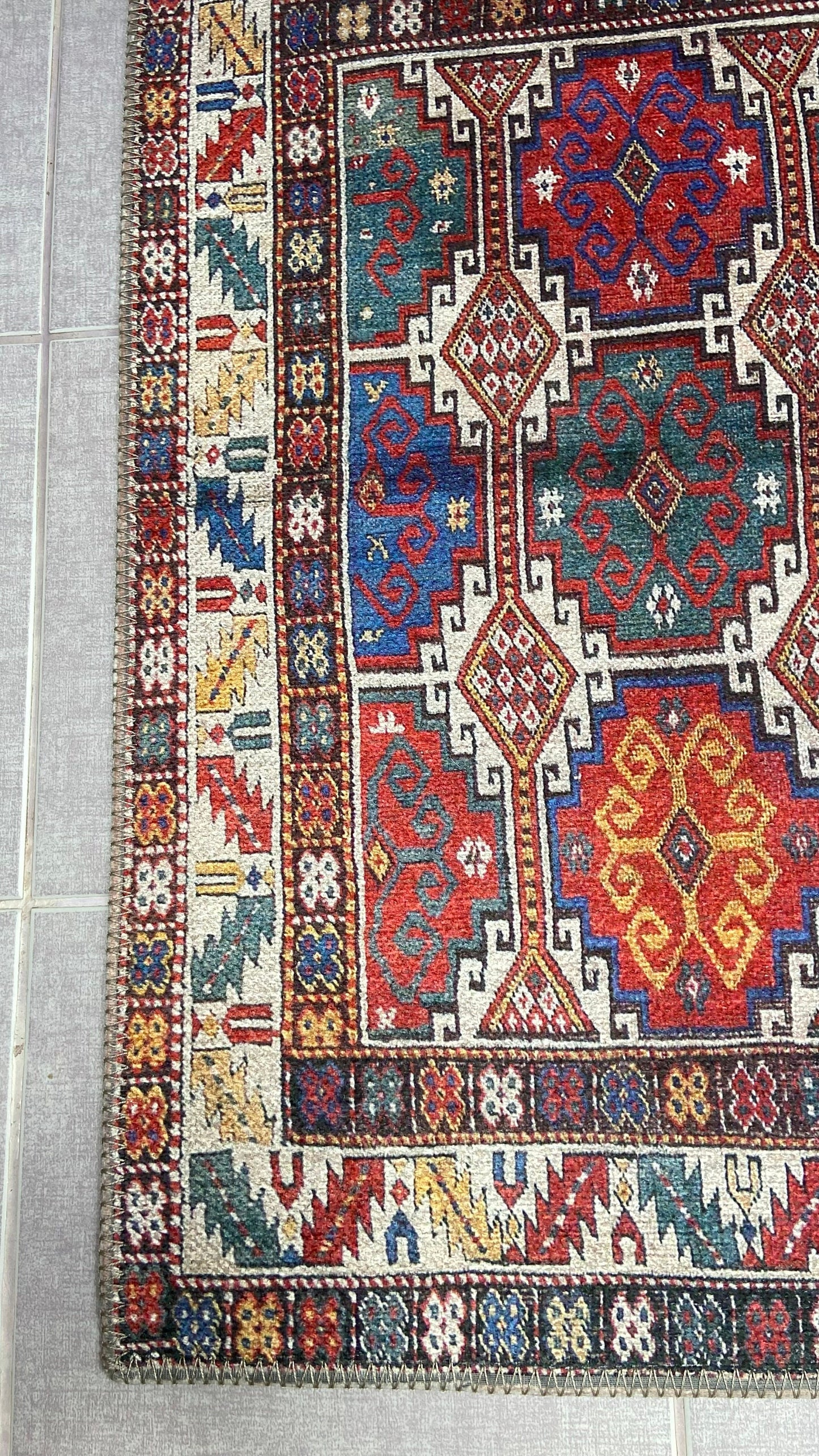 2X3 ft Small Rug, Blue Rug, Red Rug, Kelim Design Rug