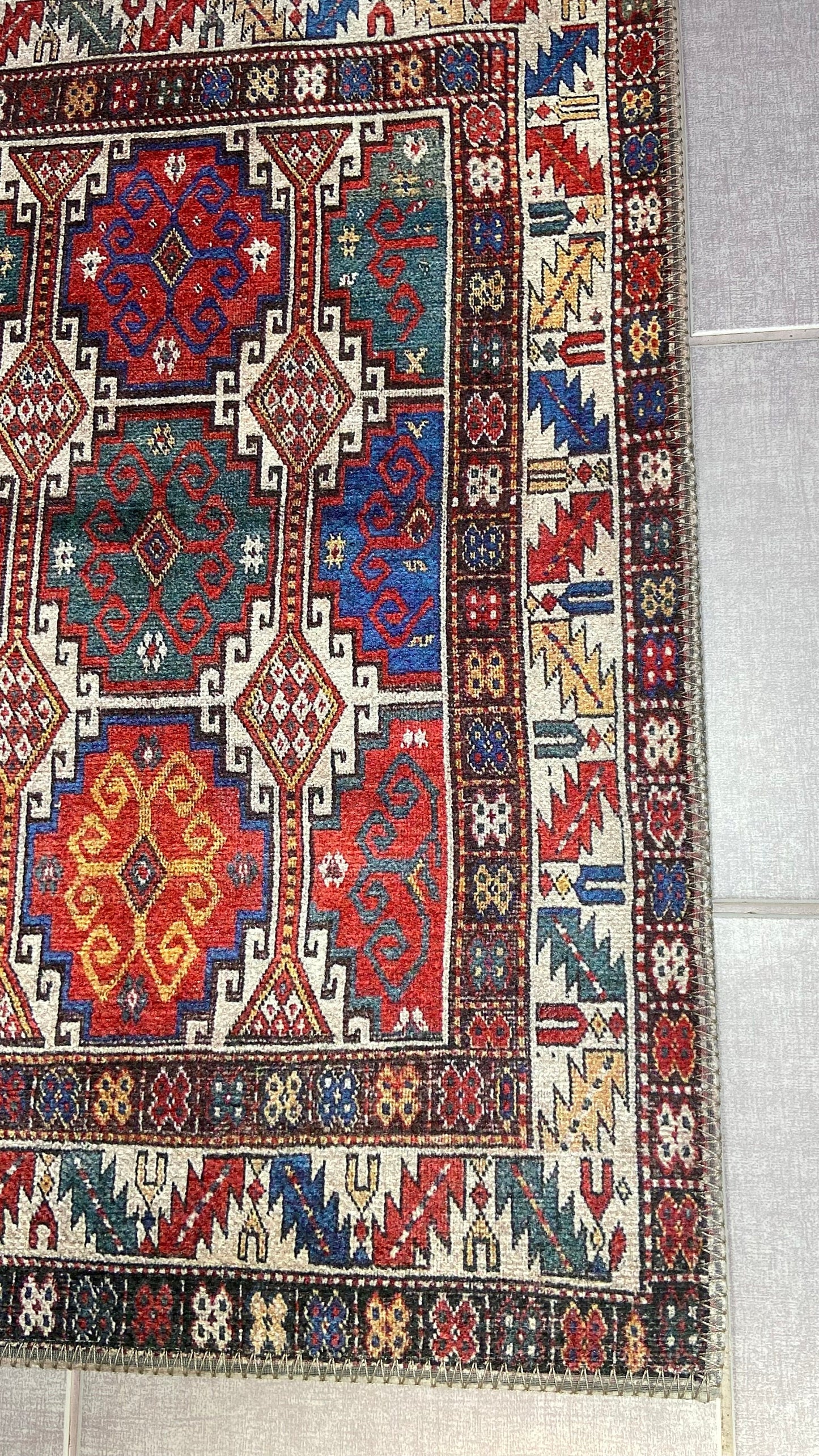 2X3 ft Small Rug, Blue Rug, Red Rug, Kelim Design Rug