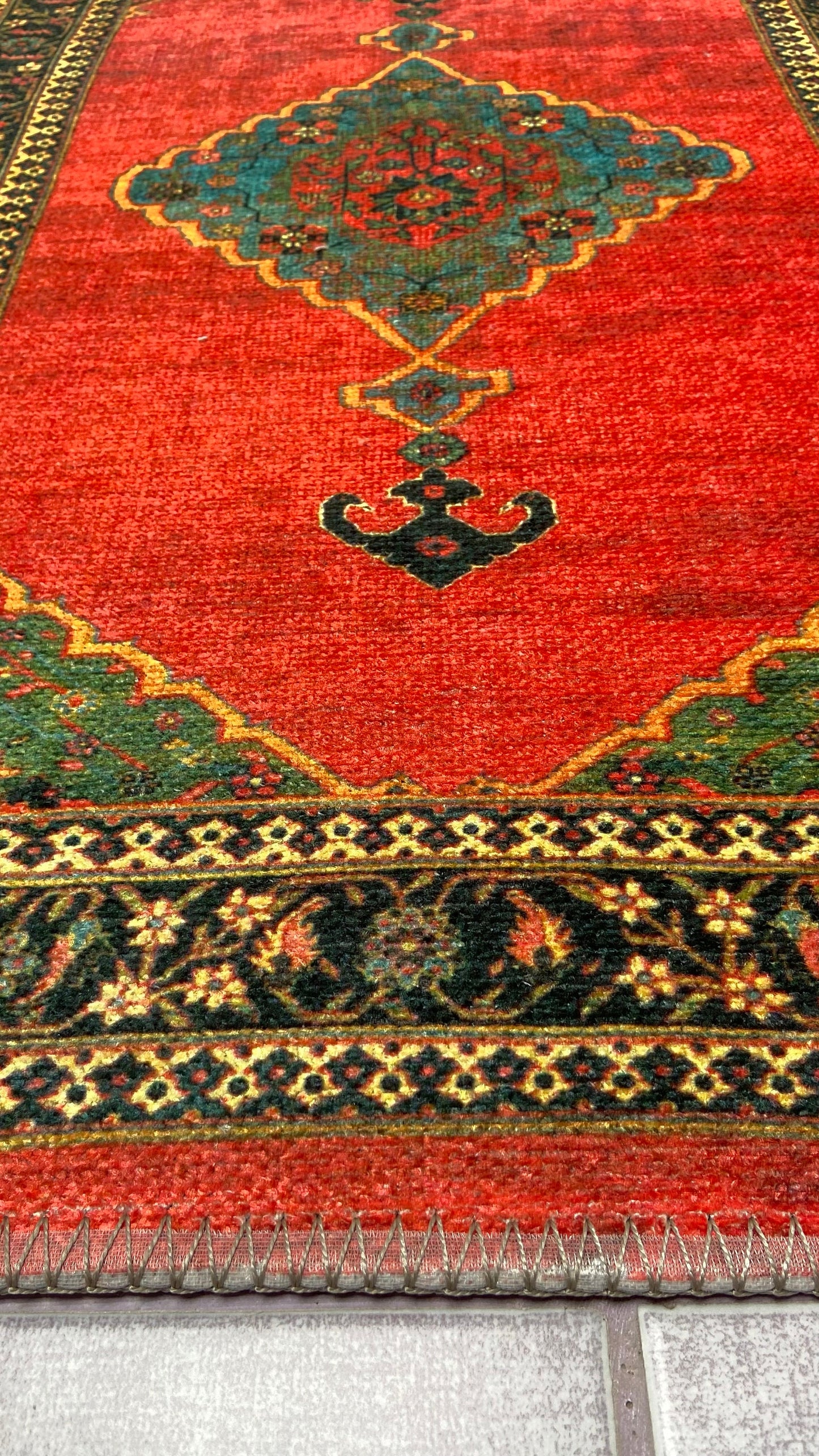Red Small Rug, 1'9x2'9 Blue Small Rug, Oriental Rug, Green Rug