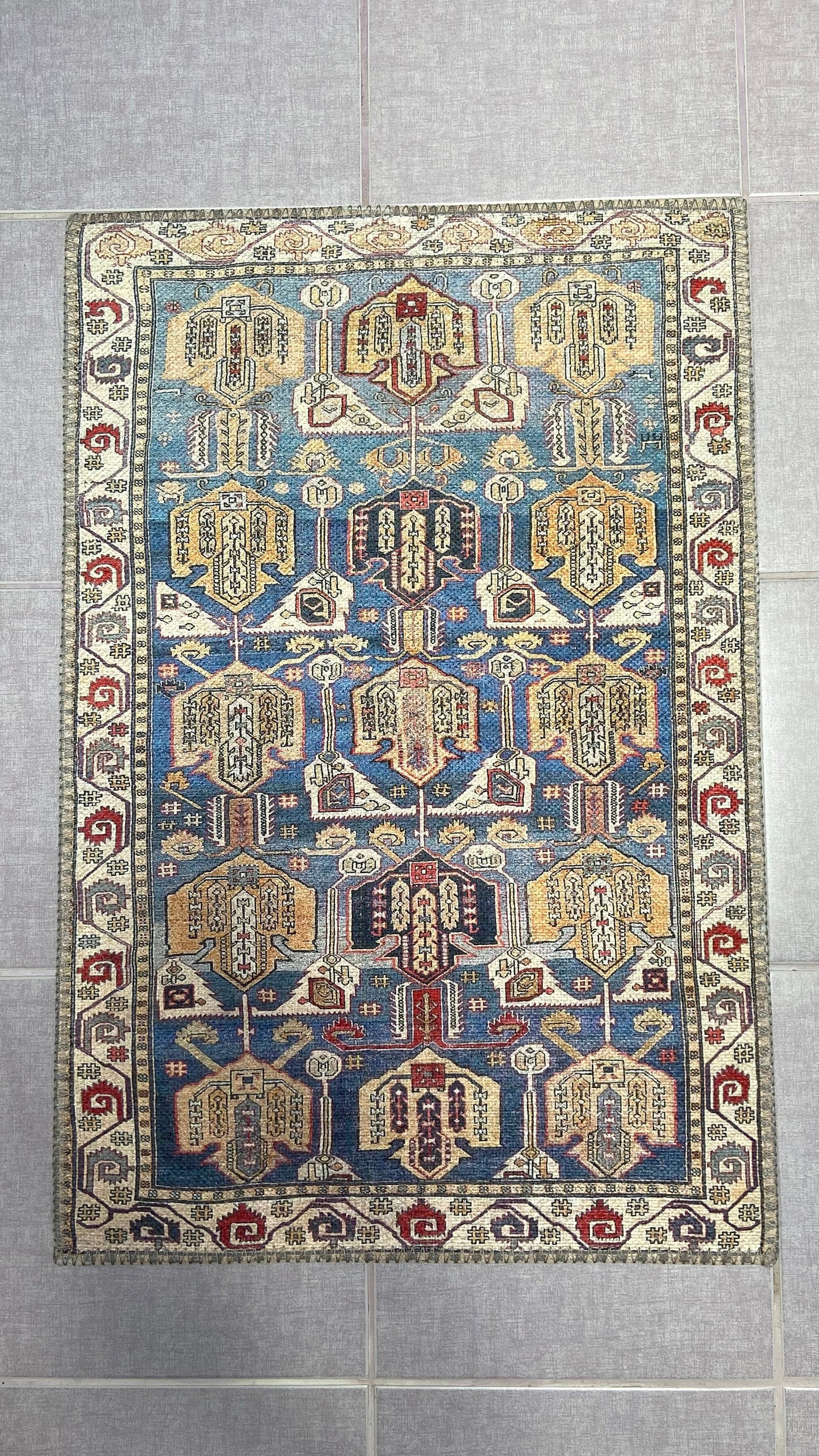 1'9 x 2'9 Blue Small Rug, Decorative Rug, Exclusive Rug, Oriental Rug, Bedroom Rug