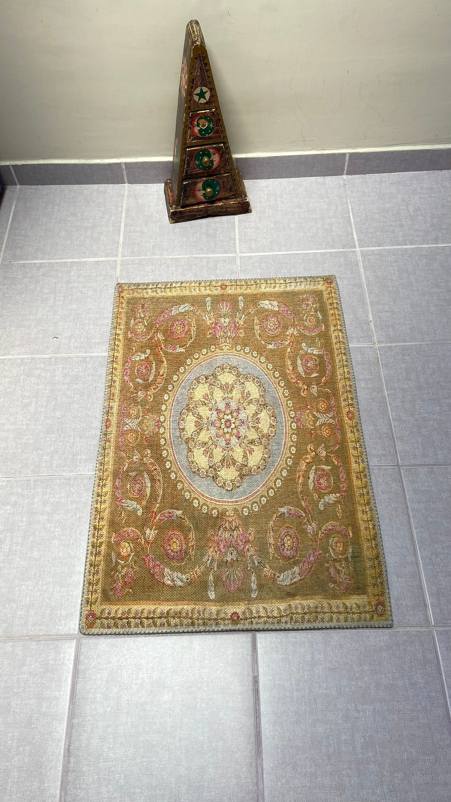 Decorative Small Rug, 2x3 ft Yellow Small Rug, Oriental Rug, Bedroom Rug, Livingroom Rug