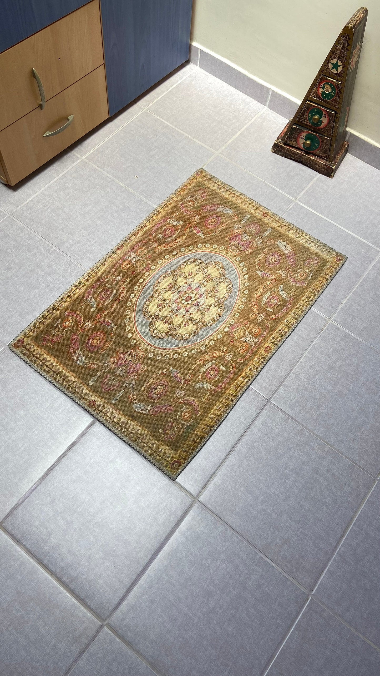 Decorative Small Rug, 2x3 ft Yellow Small Rug, Oriental Rug, Bedroom Rug, Livingroom Rug