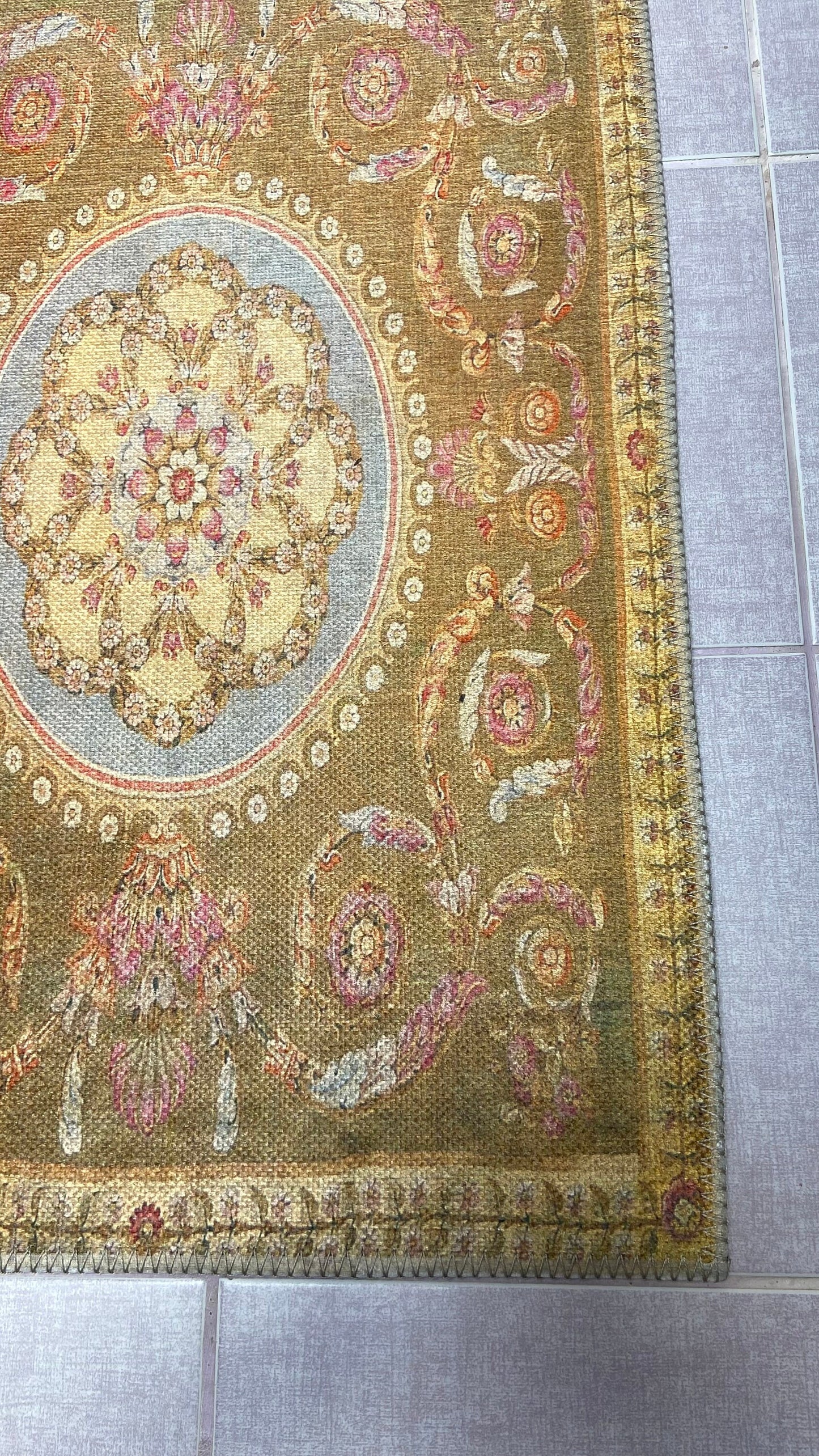 Decorative Small Rug, 2x3 ft Yellow Small Rug, Oriental Rug, Bedroom Rug, Livingroom Rug