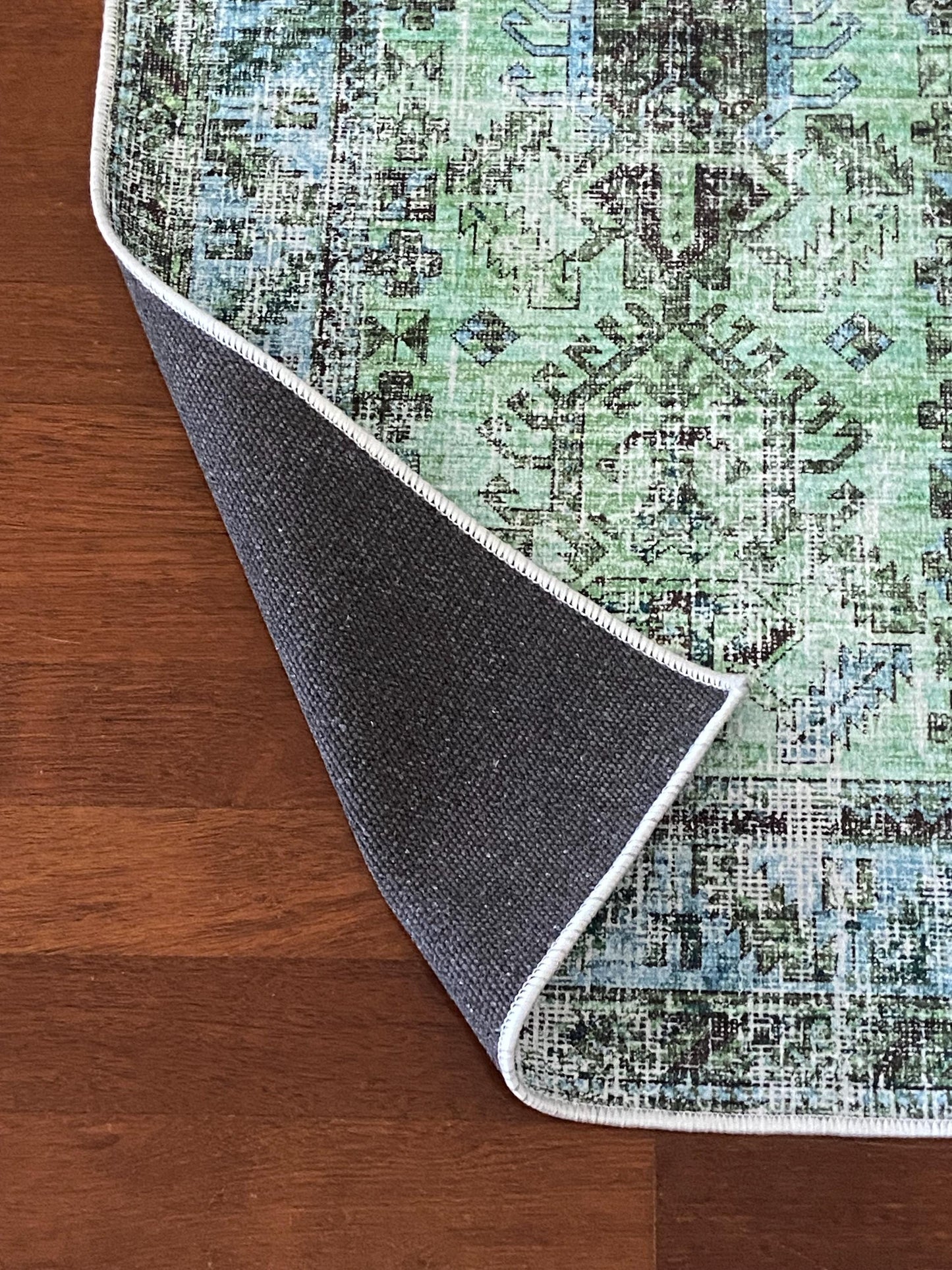 Green Runner Rug, 3x10 Runner Rug, Hallway Rug, 3x10 Blue Runner Rug, Non Slip Rug, Washable Rug