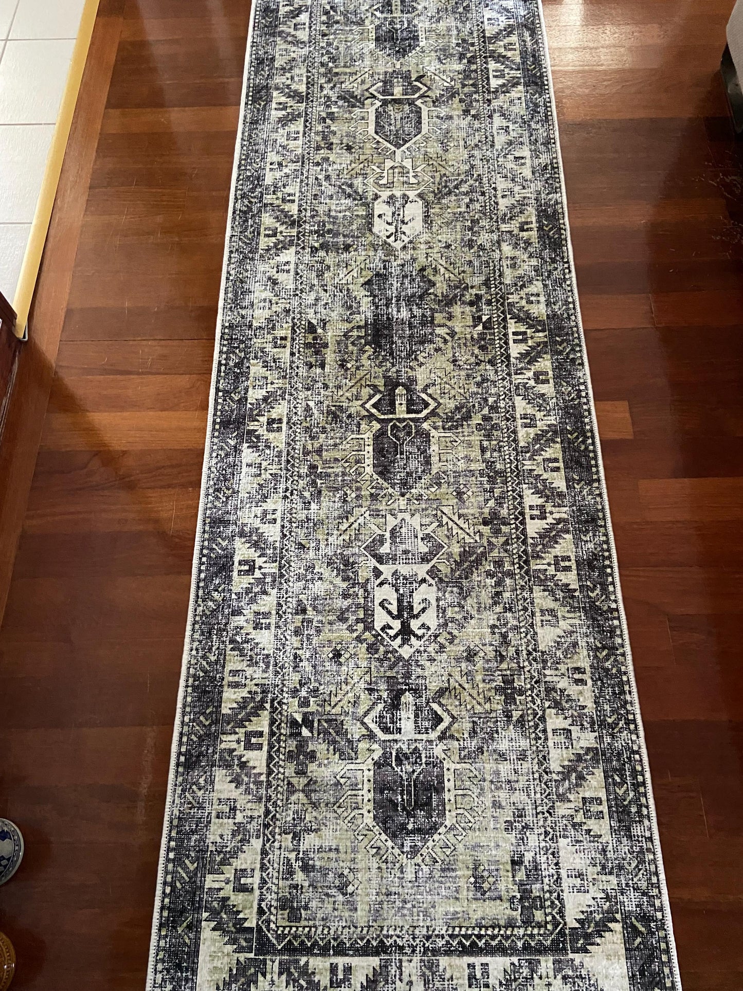 Olive Green Runner Rug, 3x10 Runner Rug, Grey Runner Rug, Hallway Rug, Non Slip Rug